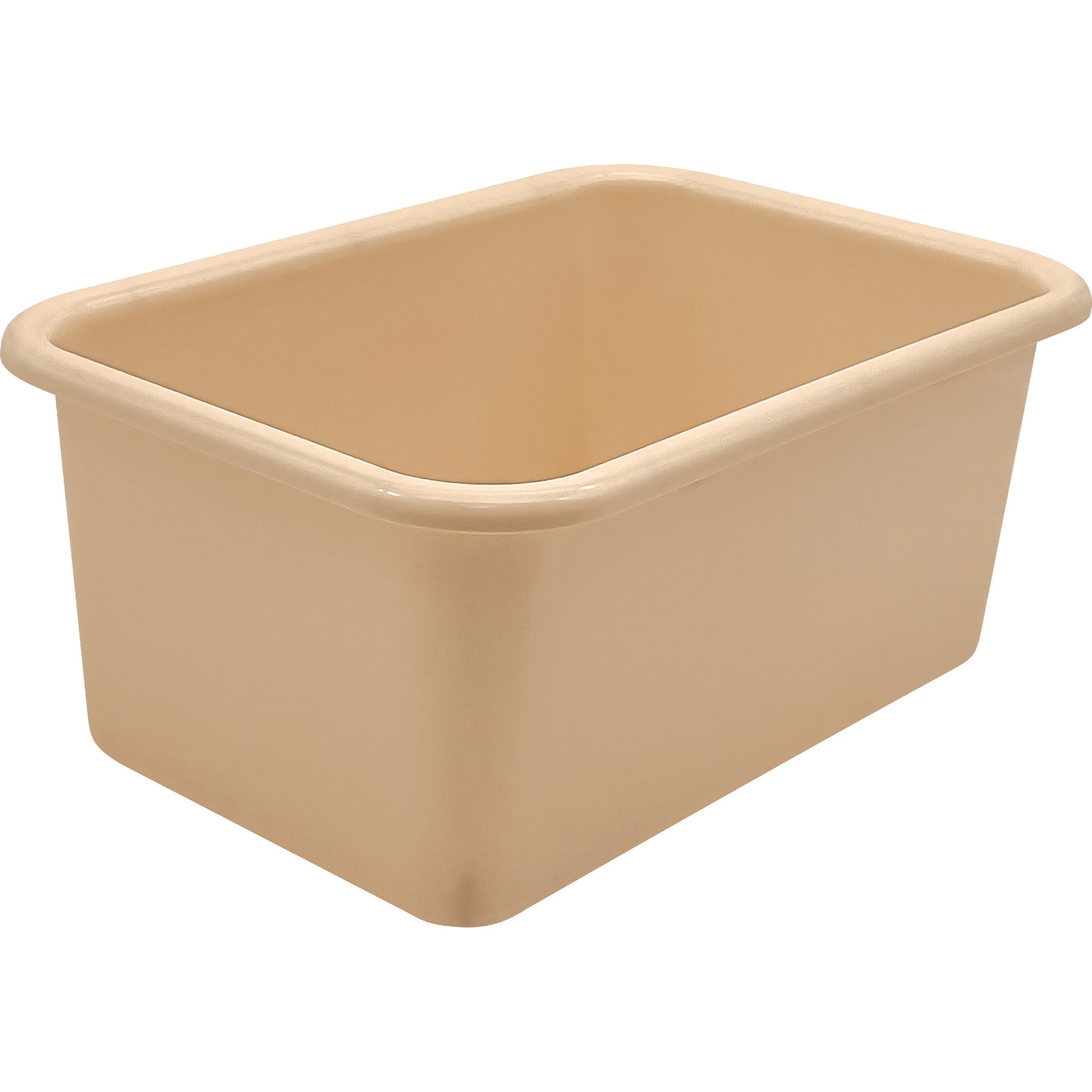 Small Plastic Storage Bin, Light Brown, Pack of 6