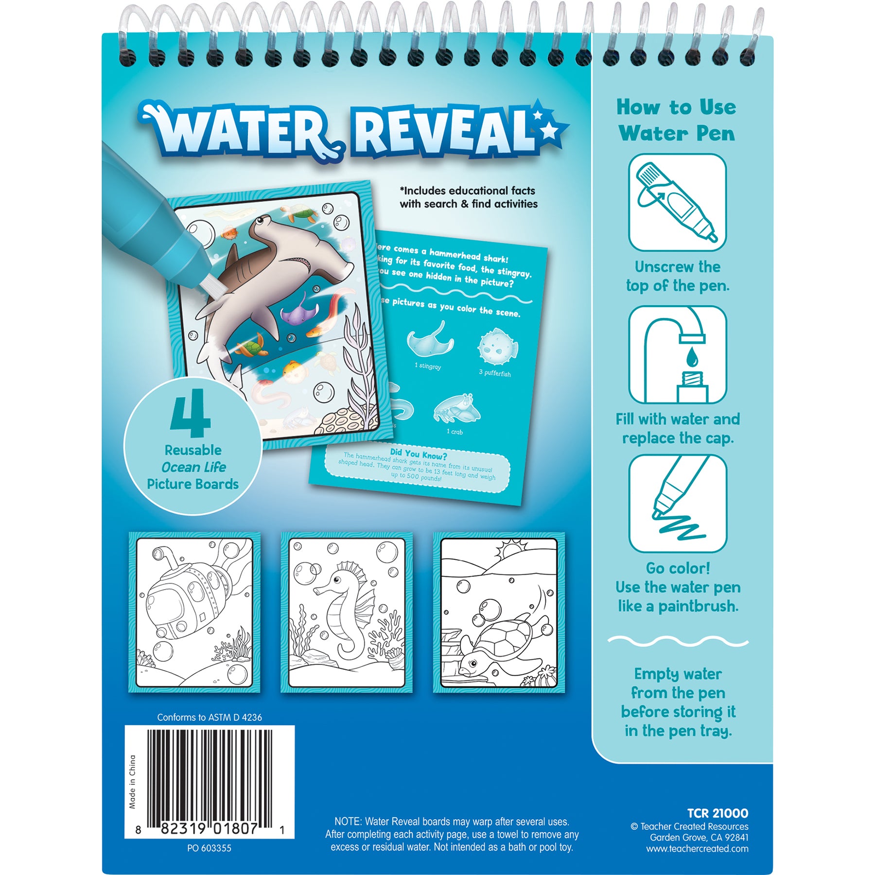 Ocean Life Water Reveal Book, 6 Sets