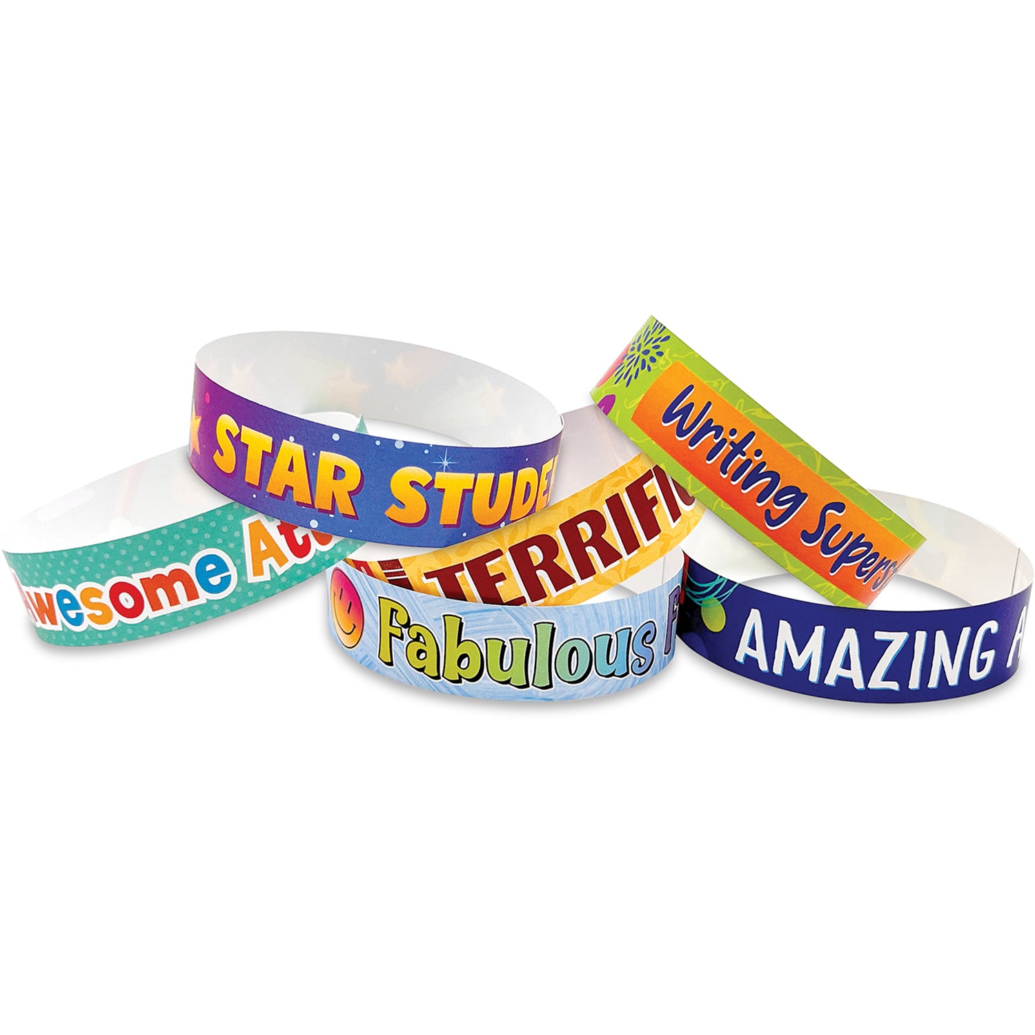 Positive Reinforcement Brag Bracelets, 10 Designs, 100 Per Pack, 3 Packs