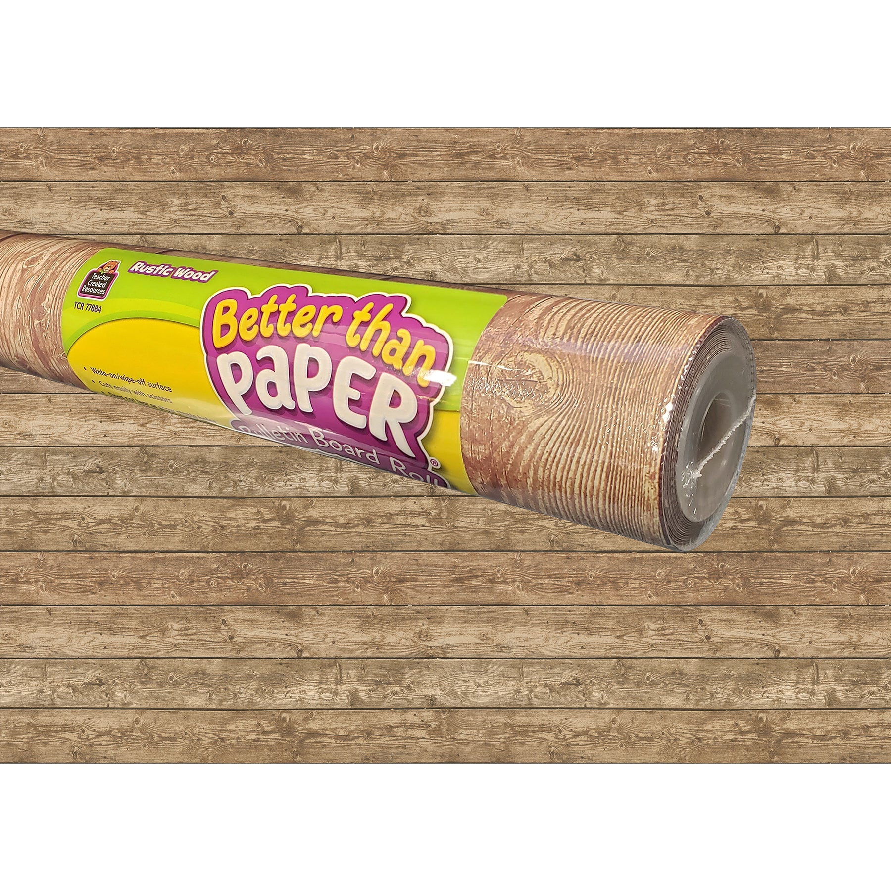 Better Than Paper® Bulletin Board Roll, 4' x 12', Rustic Wood Design, 4 Rolls