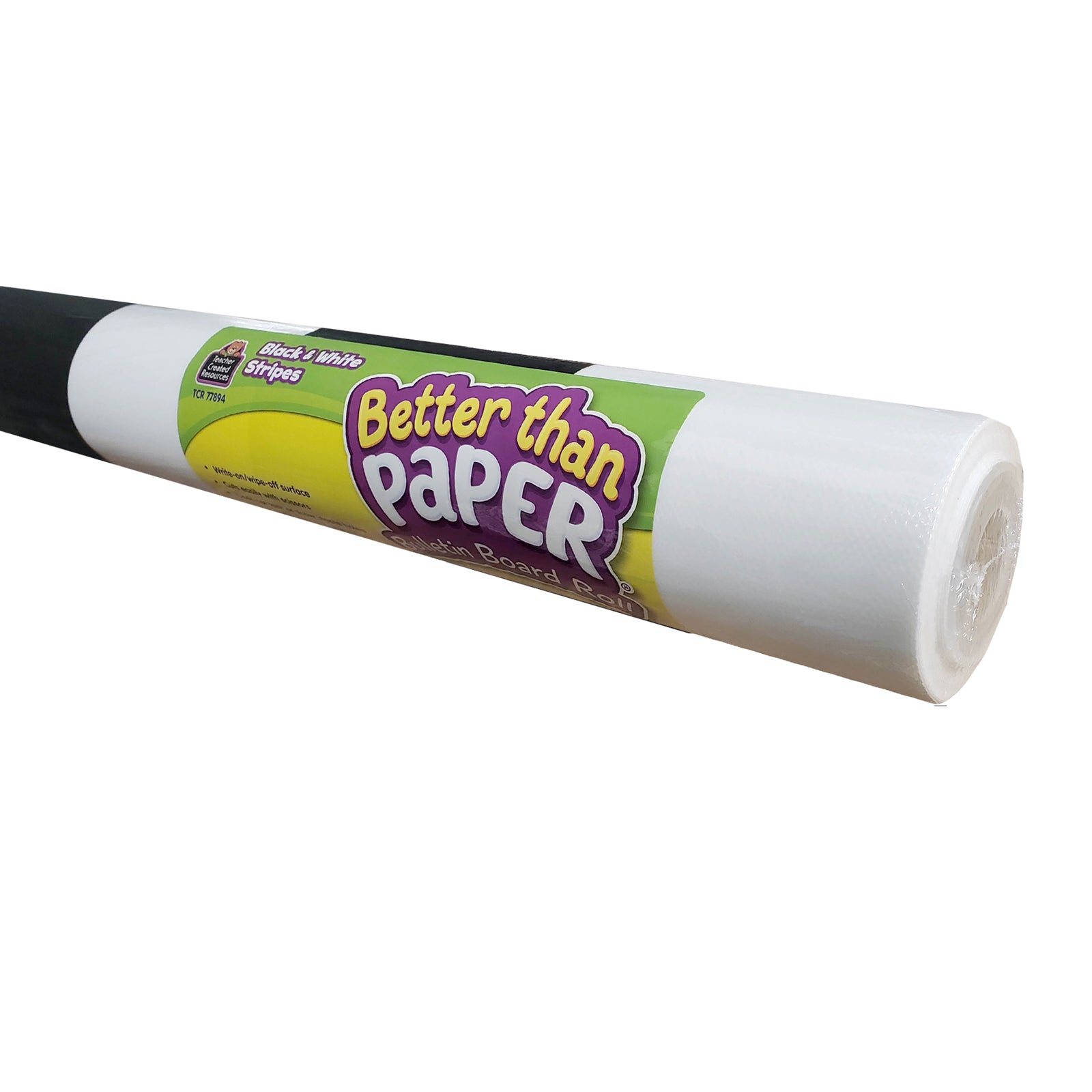 Better Than Paper® Bulletin Board Roll, 4' x 12', Black & White Stripes, Pack of 4