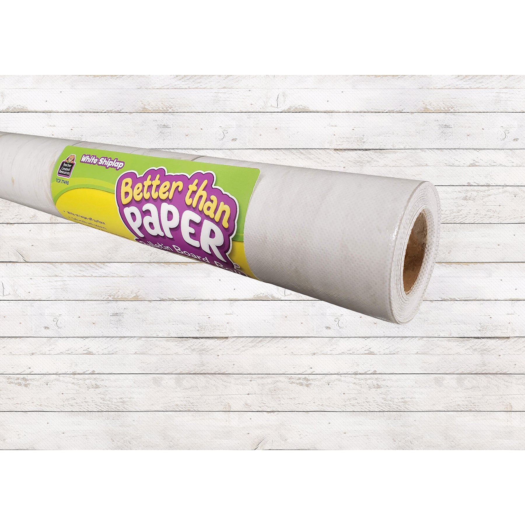 White Shiplap Better Than Paper Bulletin Board Roll, 4' x 12', Pack of 4