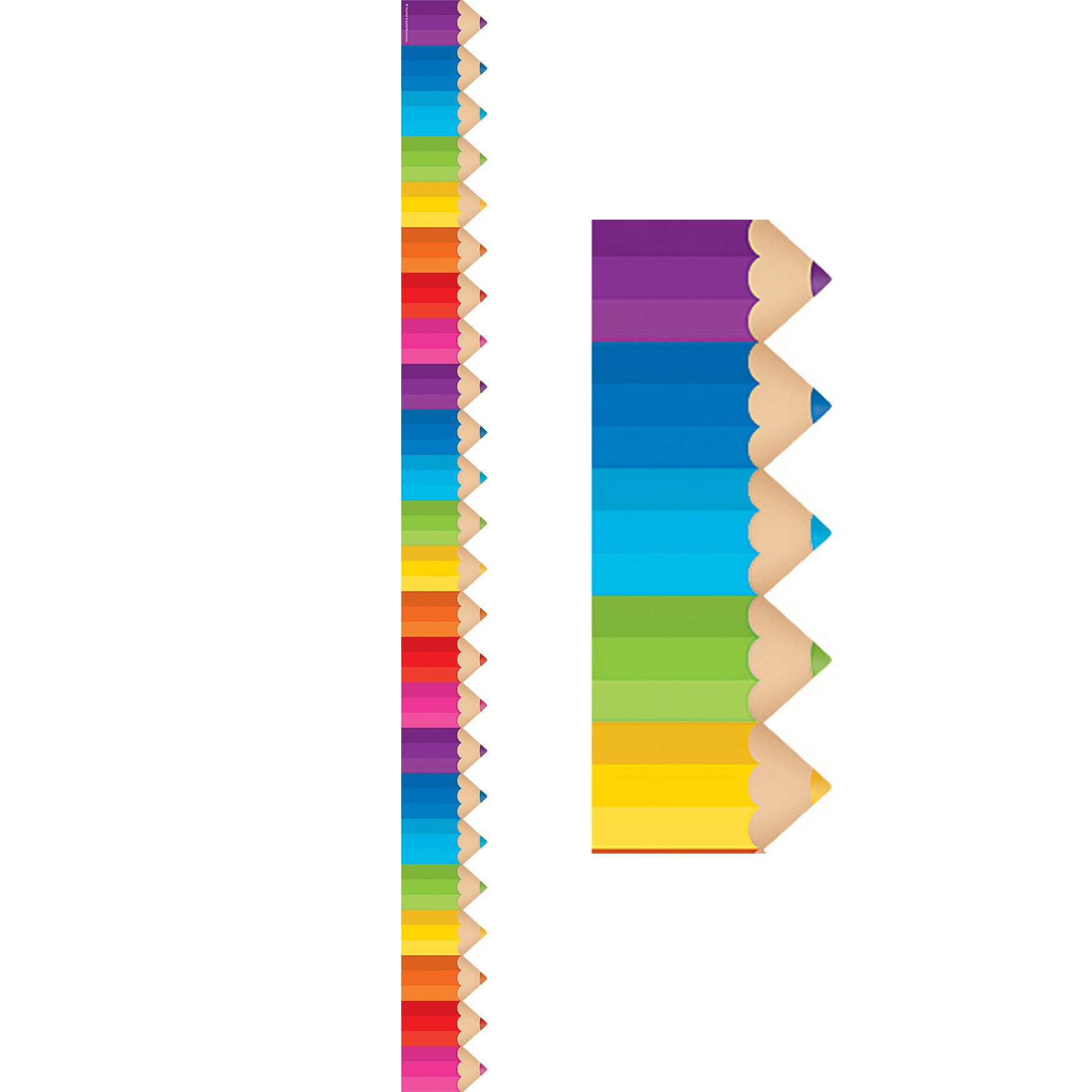 Colored Pencils Die-Cut Border Trim, 35 Feet Per Pack, 6 Packs