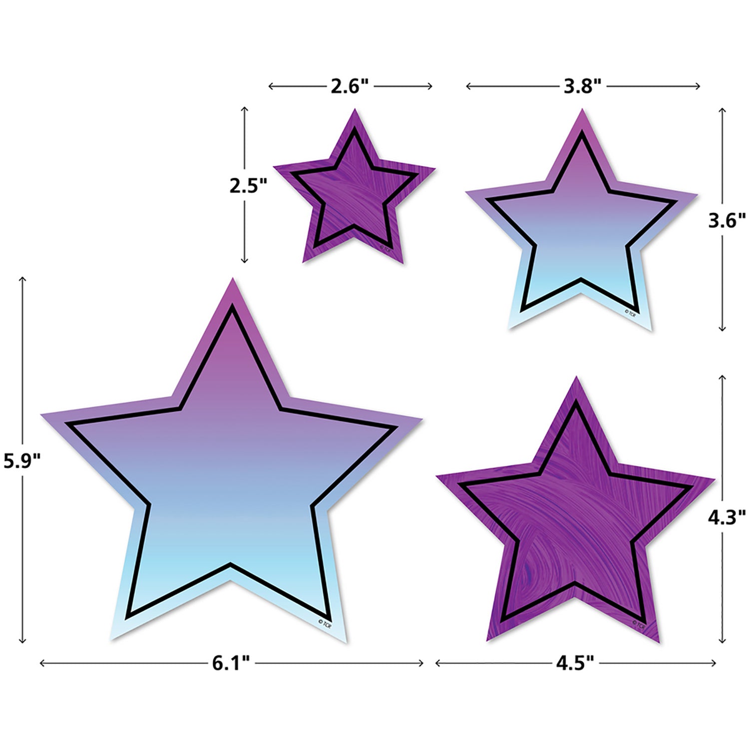 Brights 4Ever Star Accents, Assorted Sizes, 60 Per Pack, 3 Packs