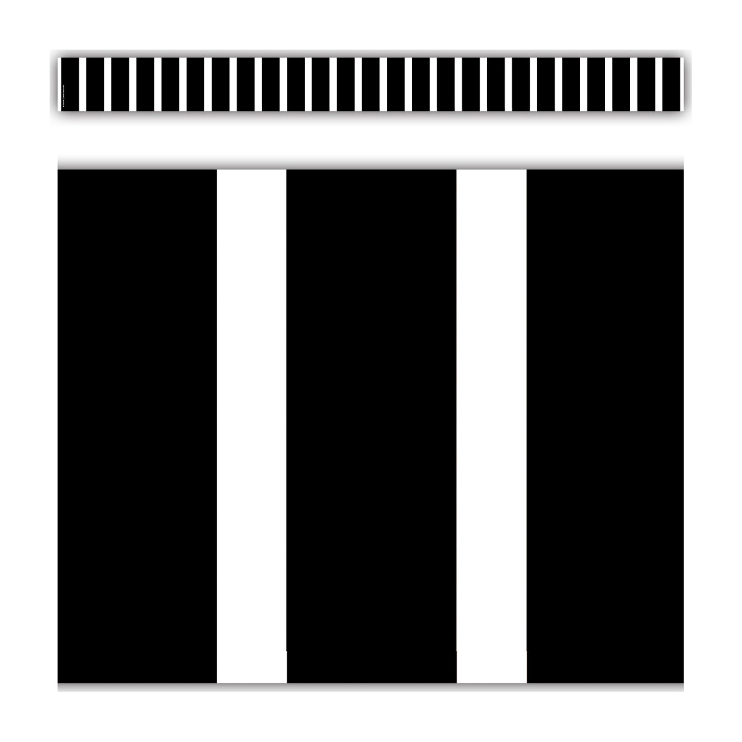 Black and White Vertical Stripes Straight Border Trim, 35 Feet Per Pack, 6 Packs