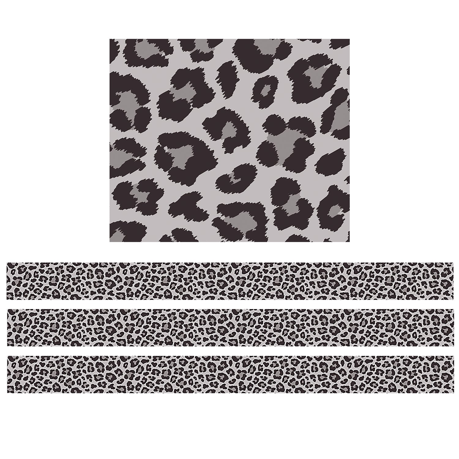 Gray Leopard Straight Border Trim, 35 Feet Per Pack, 6 Packs