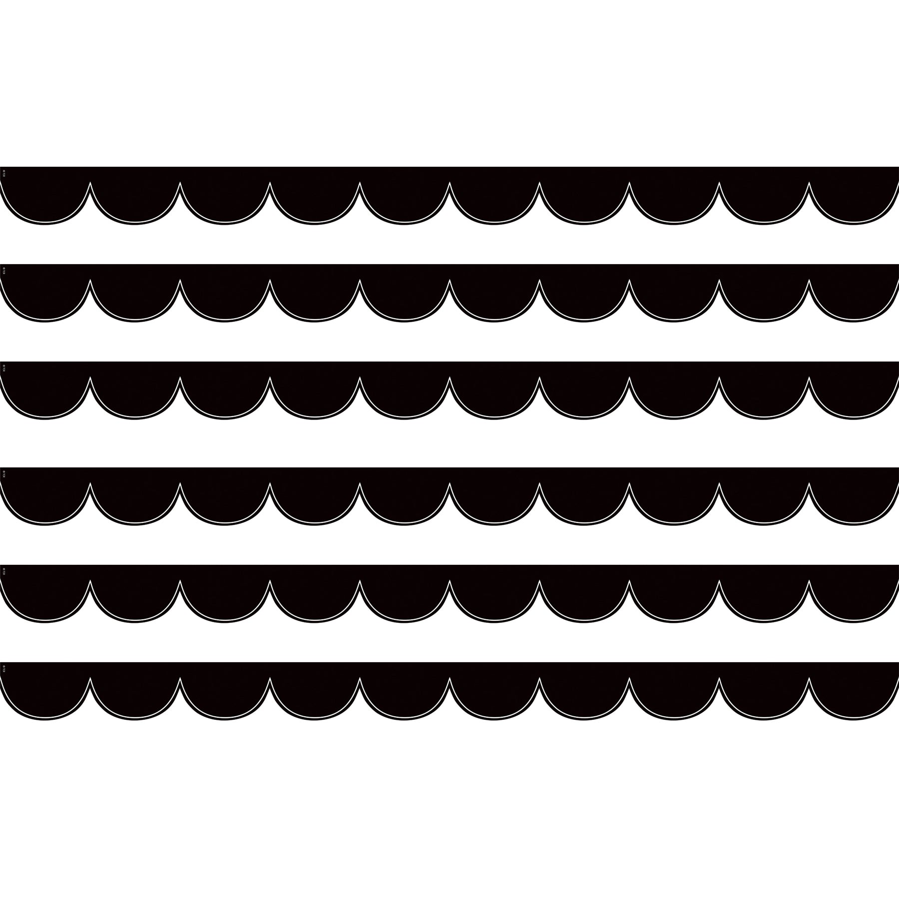 Black with White Scalloped Die-Cut Border Trim, 35 Feet Per Pack, 6 Packs