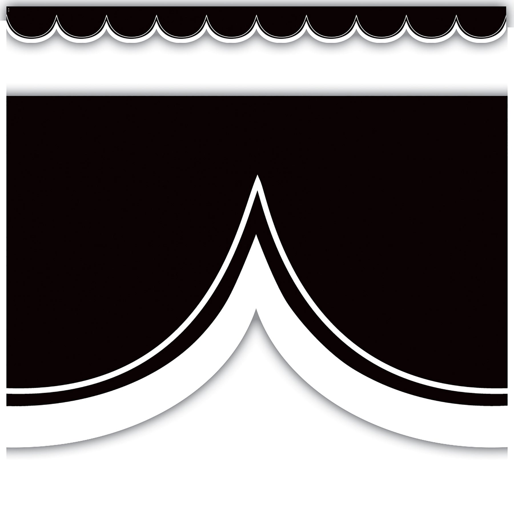 Black with White Scalloped Die-Cut Border Trim, 35 Feet Per Pack, 6 Packs