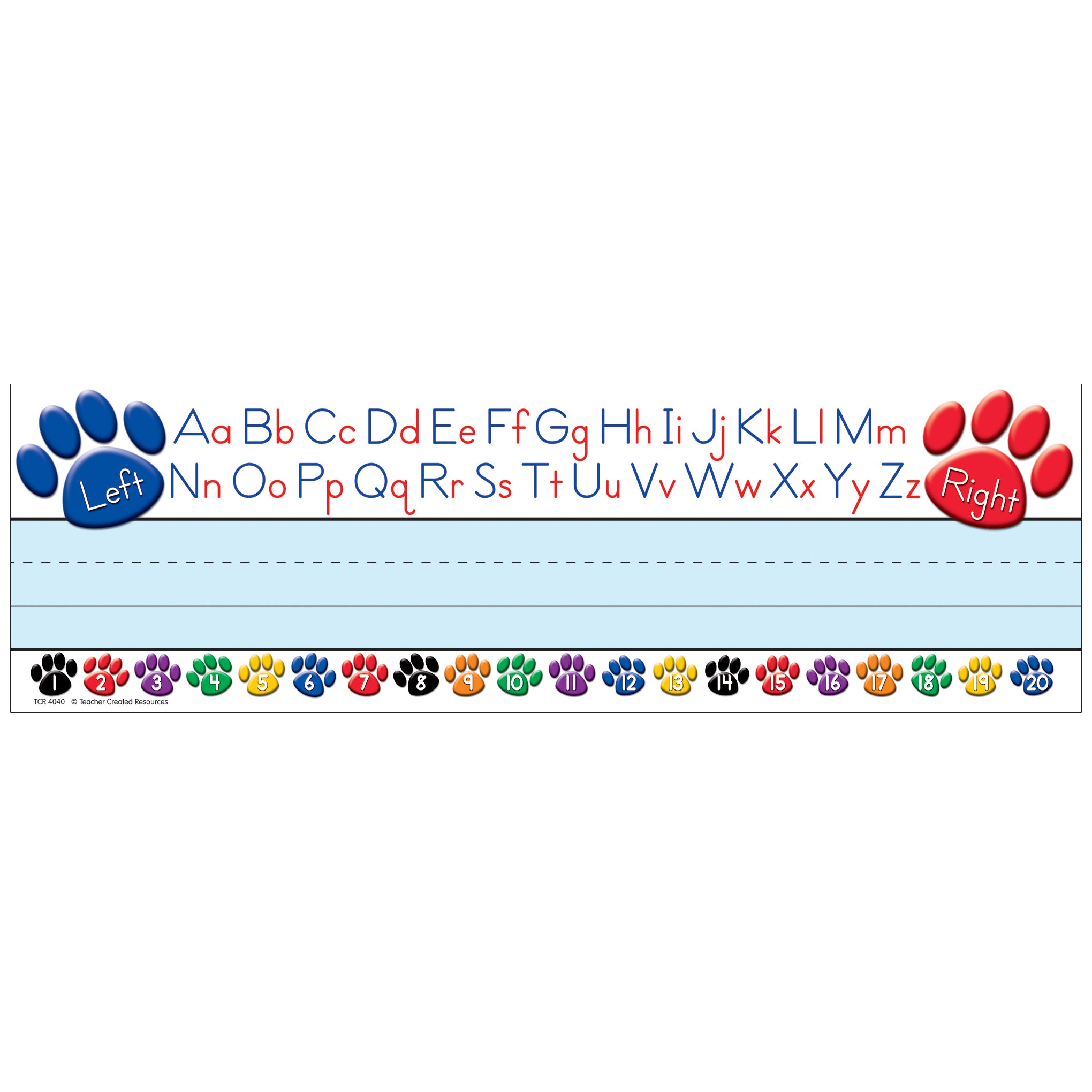 Colorful Paw Prints Left/Right Alphabet Name Plates, 36 Per Pack, 6 Packs