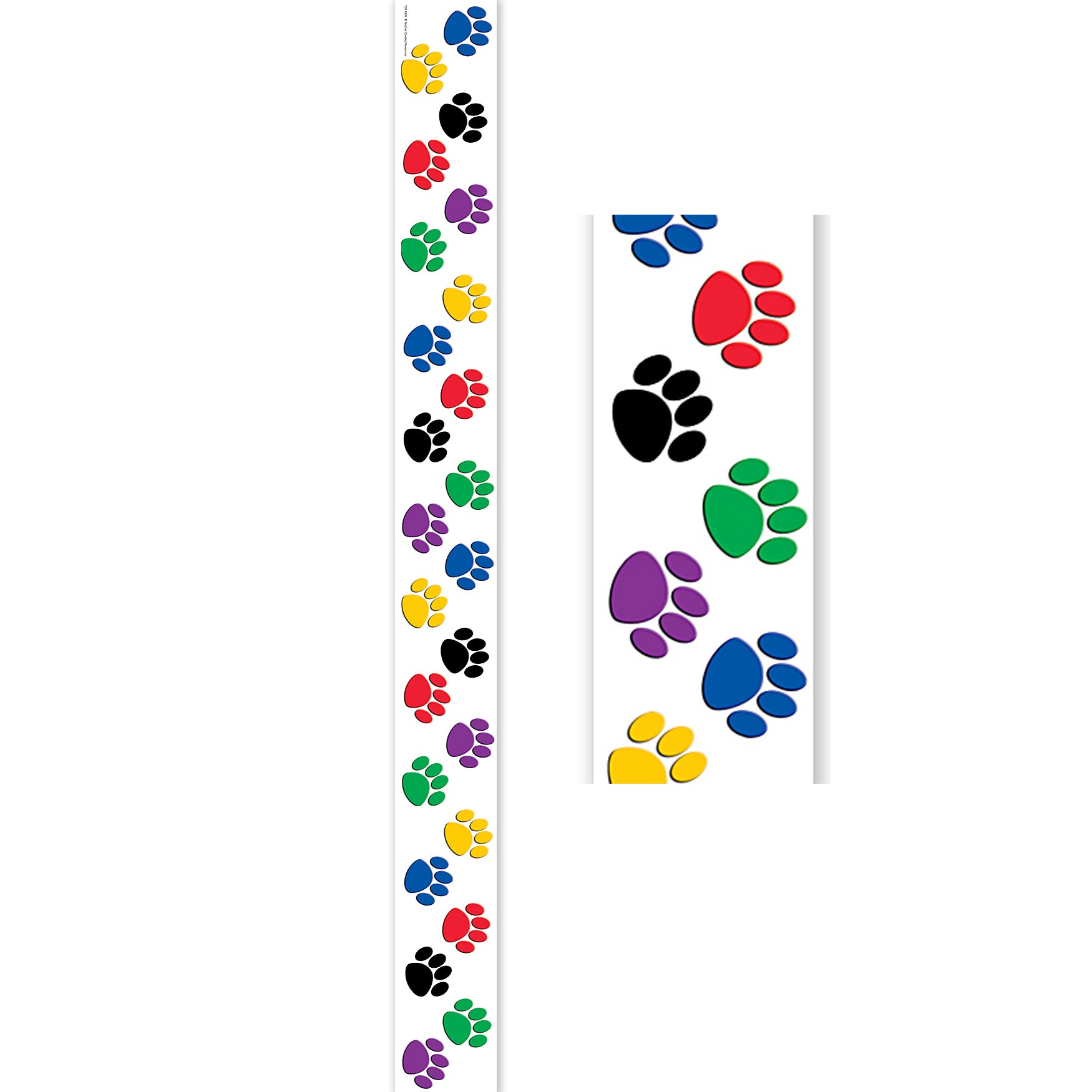 Colorful Paw Prints Border Trim, 35 Feet Per Pack, 6 Packs