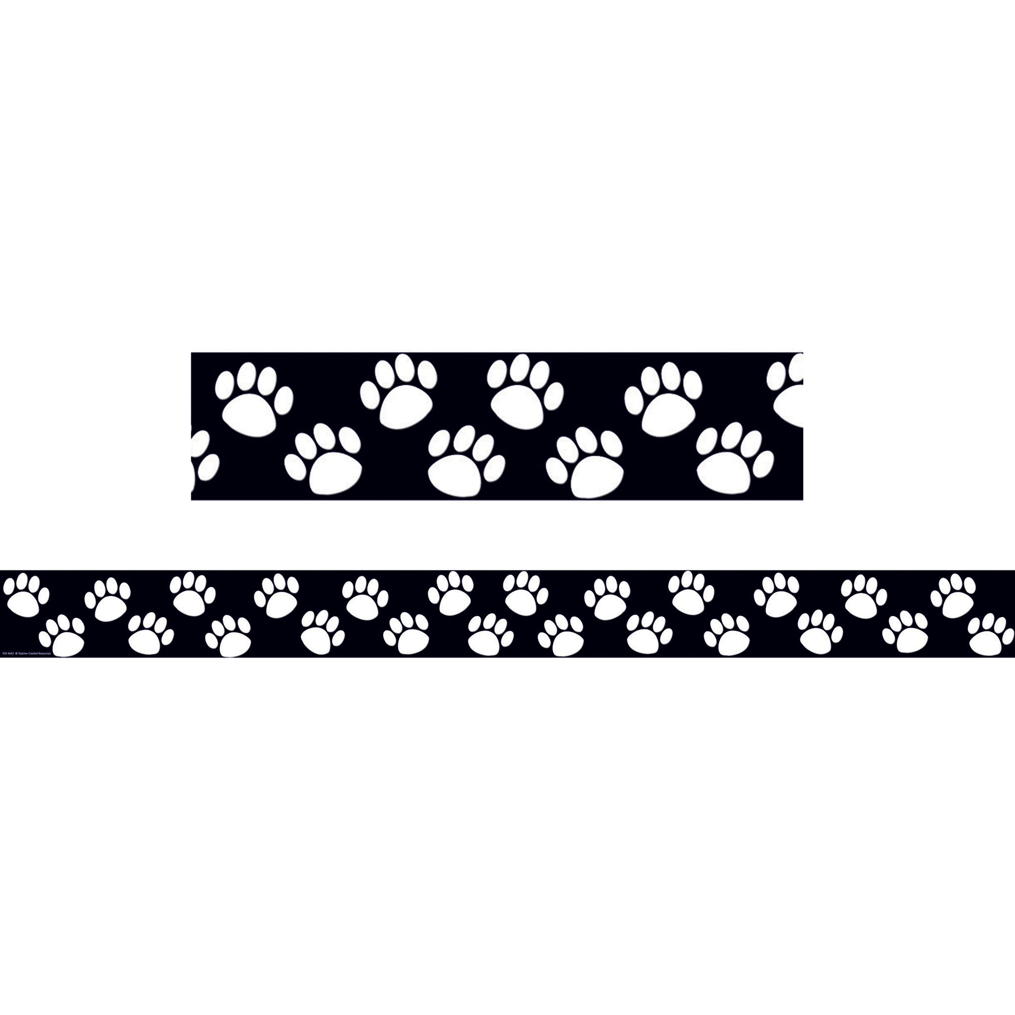 Black with White Paw Prints Border Trim, 35 Feet Per Pack, 6 Packs