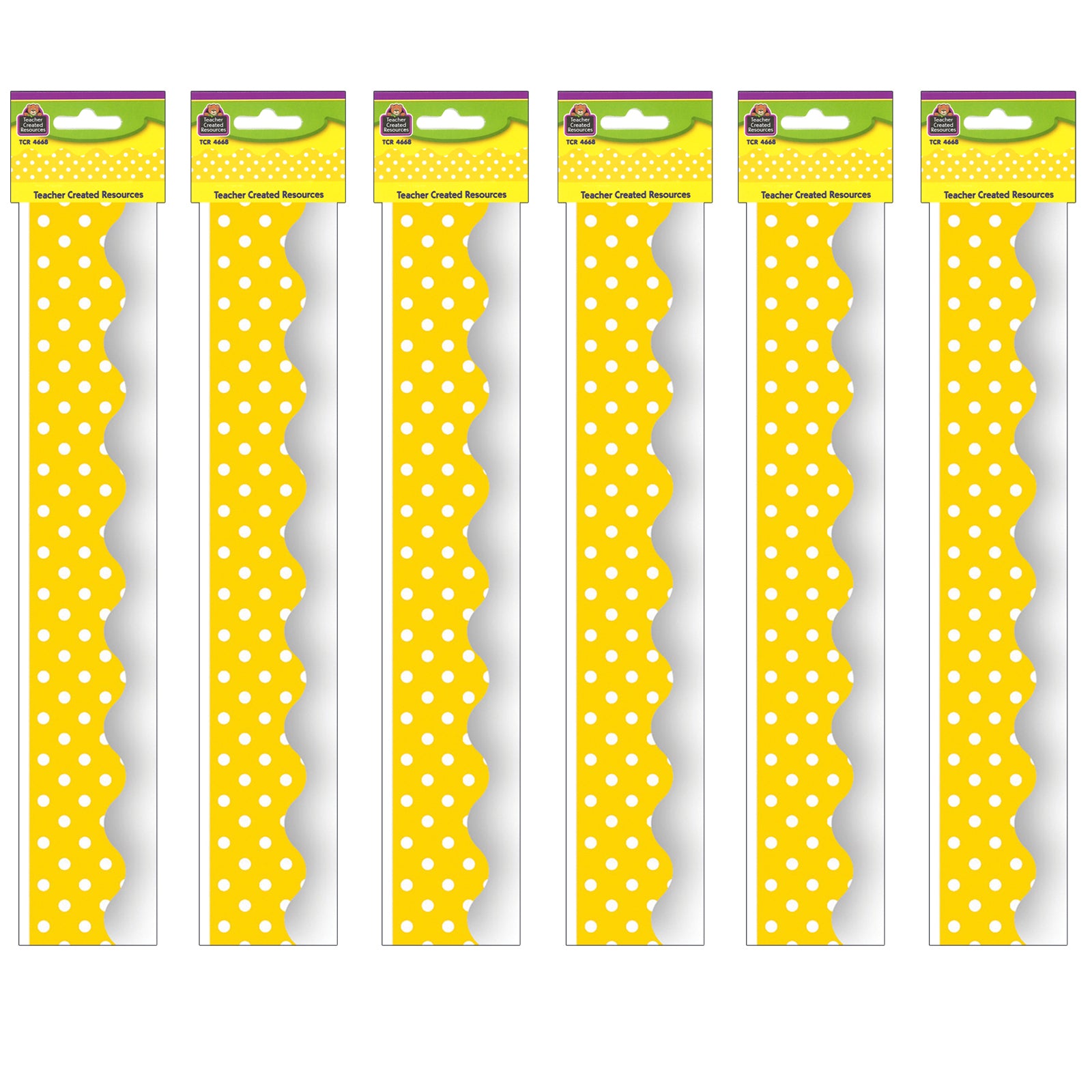 Yellow Mini Polka Dots Border Trim, 35 Feet Per Pack, 6 Packs