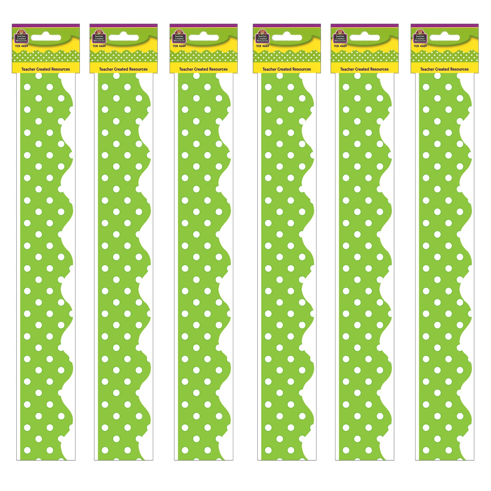 Lime Mini Polka Dots Border Trim, 35 Feet Per Pack, 6 Packs