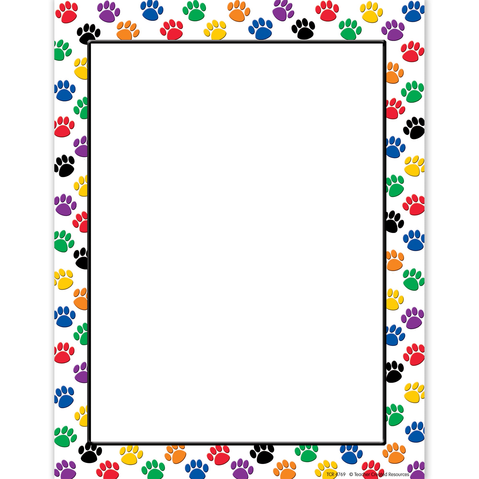 Colorful Paw Prints Computer Paper, 50 Per Pack, 6 Packs