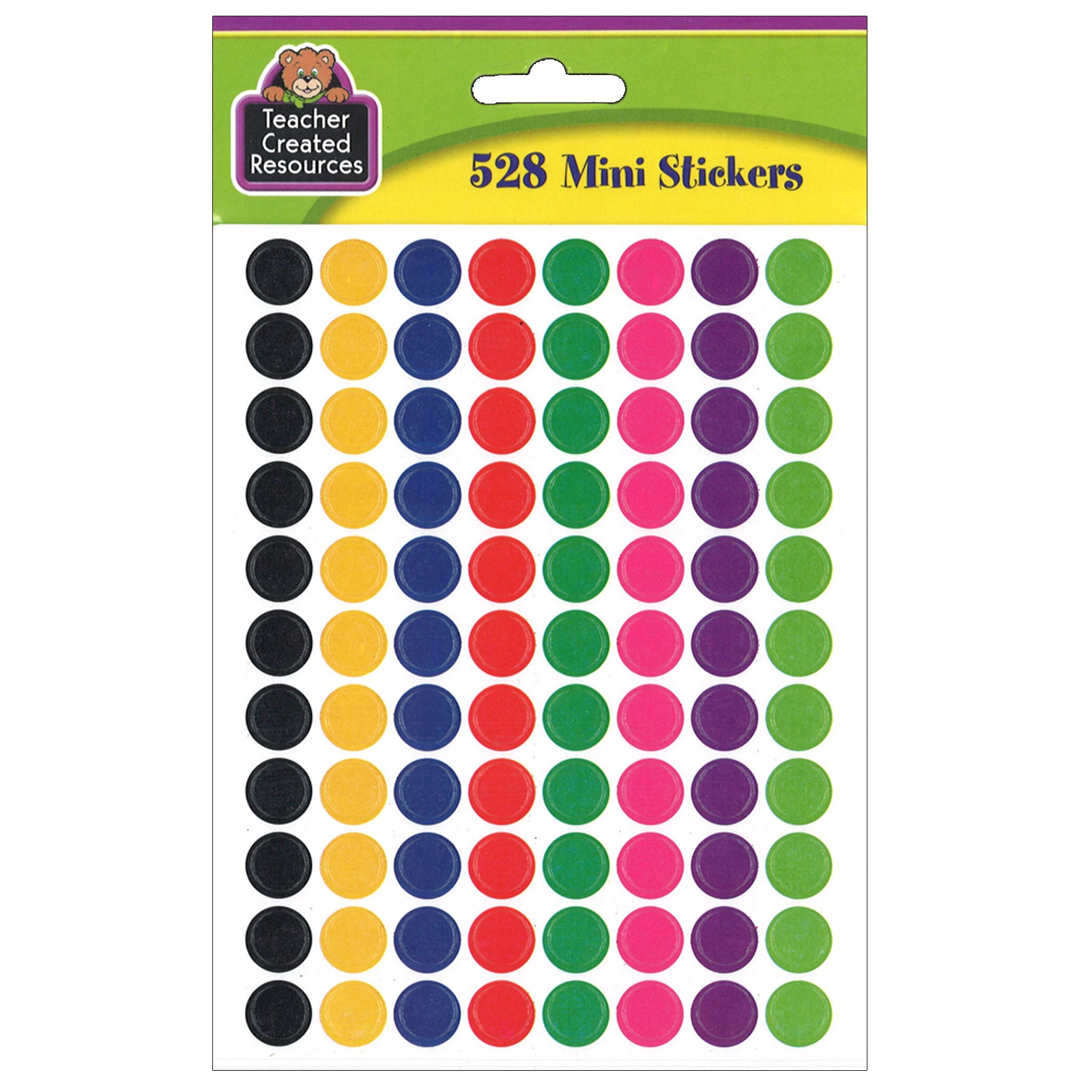 Colorful Circles Mini Stickers, 3/8" Diameter, 528 Per Pack, 12 Packs