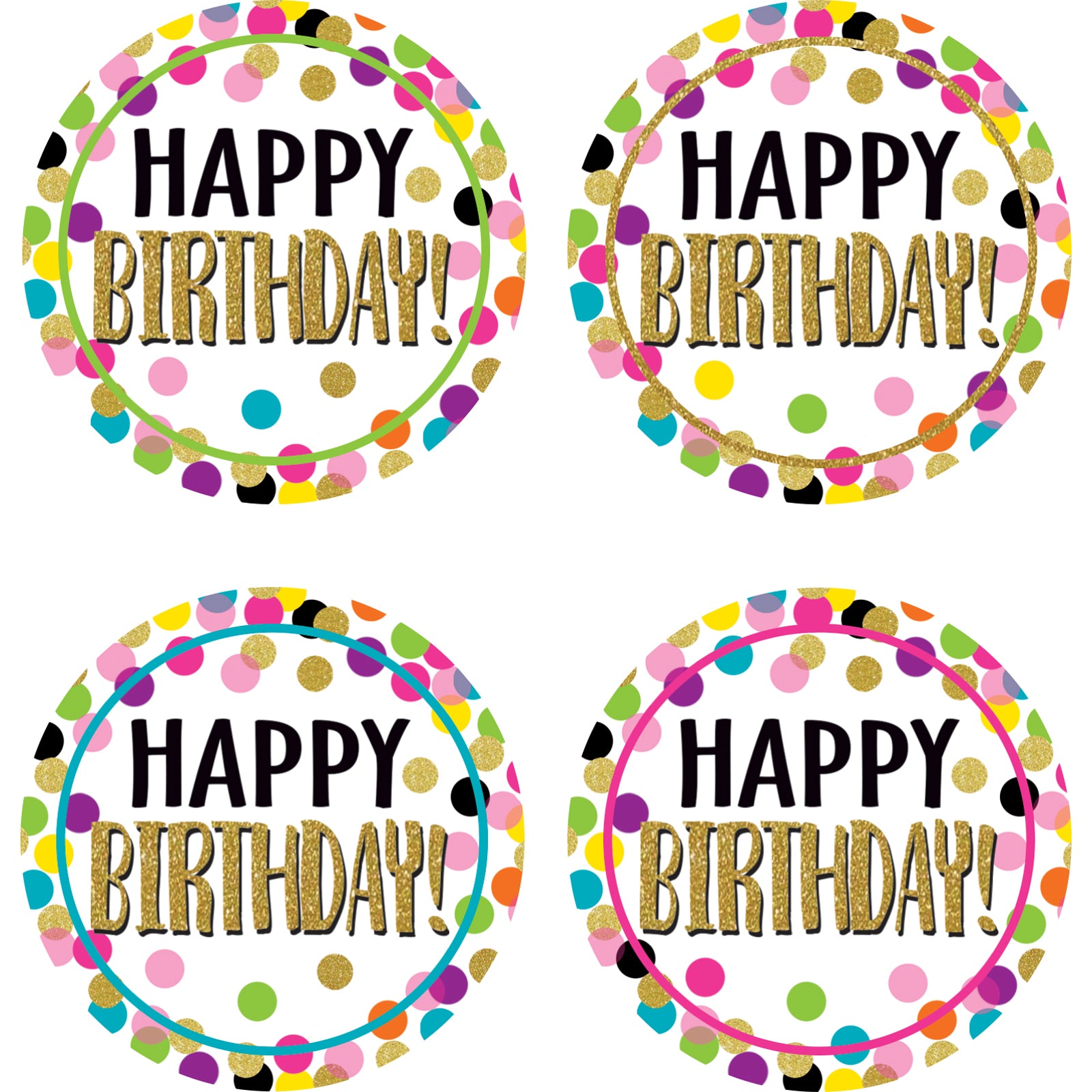 Confetti Happy Birthday Wear 'Em Badges, 32 Per Pack, 6 Packs