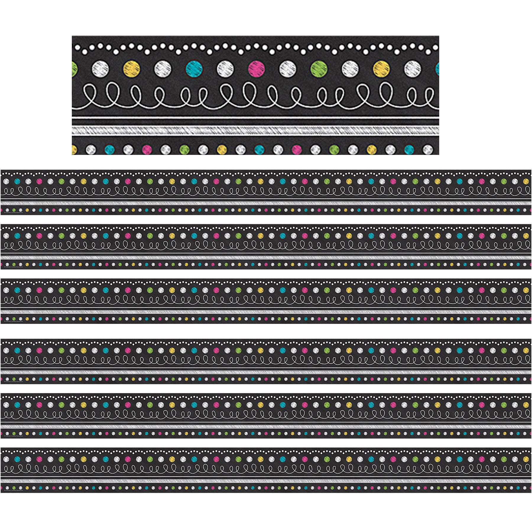 Chalkboard Brights Straight Border Trim, 35 Feet Per Pack, 6 Packs