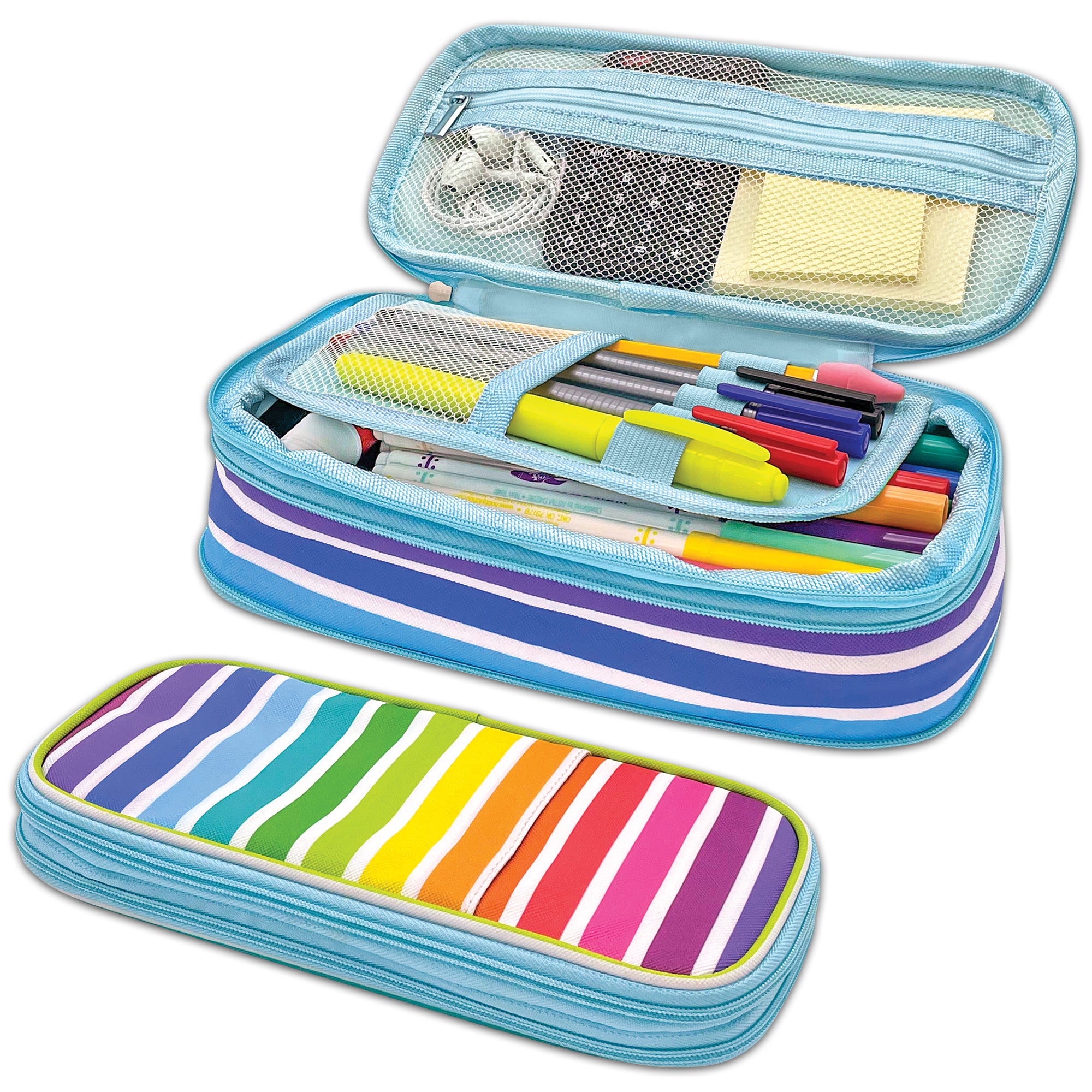 Colorful Stripes Pencil Case, Pack of 3