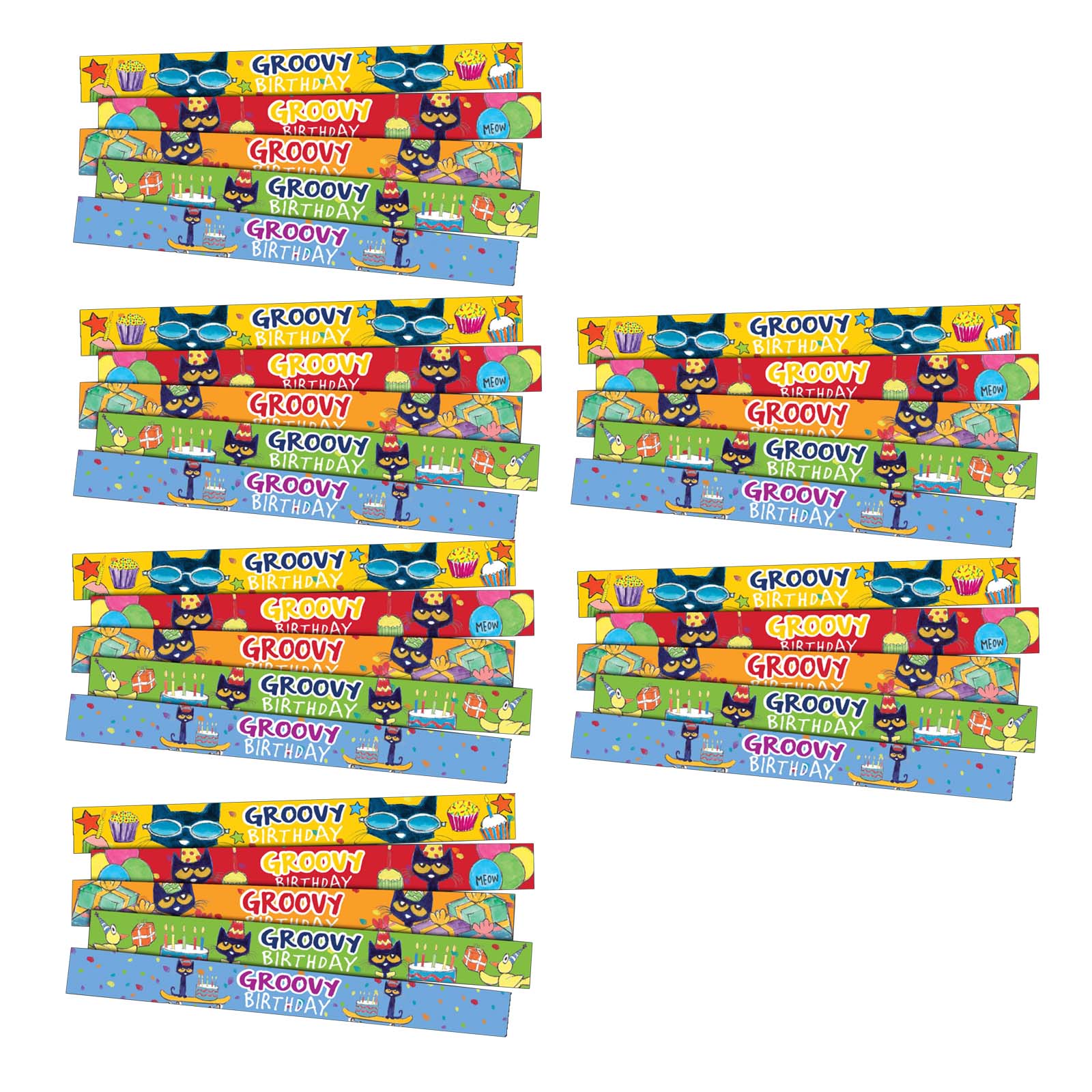 Pete the Cat® Groovy Birthday Slap Bracelets, 10 Per Pack, 6 Packs