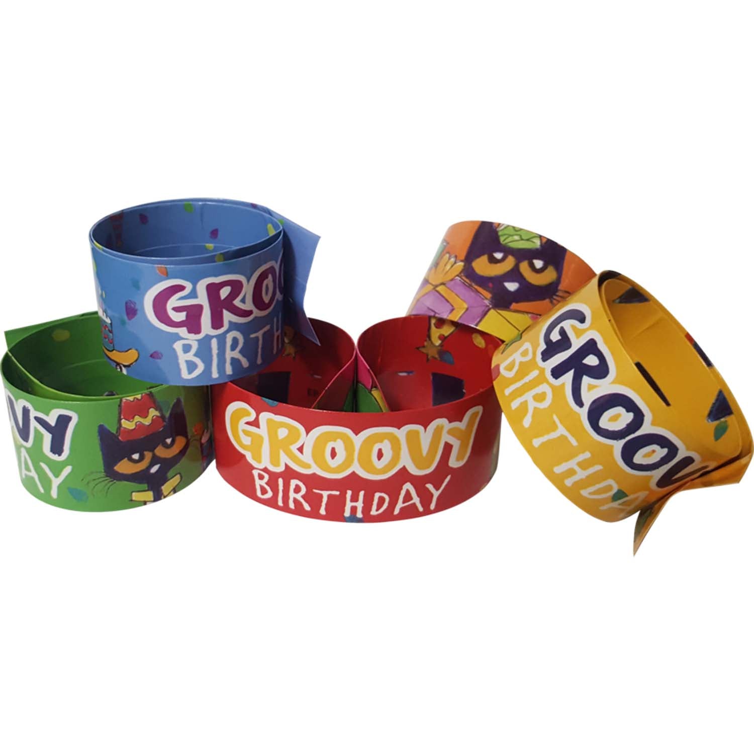 Pete the Cat® Groovy Birthday Slap Bracelets, 10 Per Pack, 6 Packs