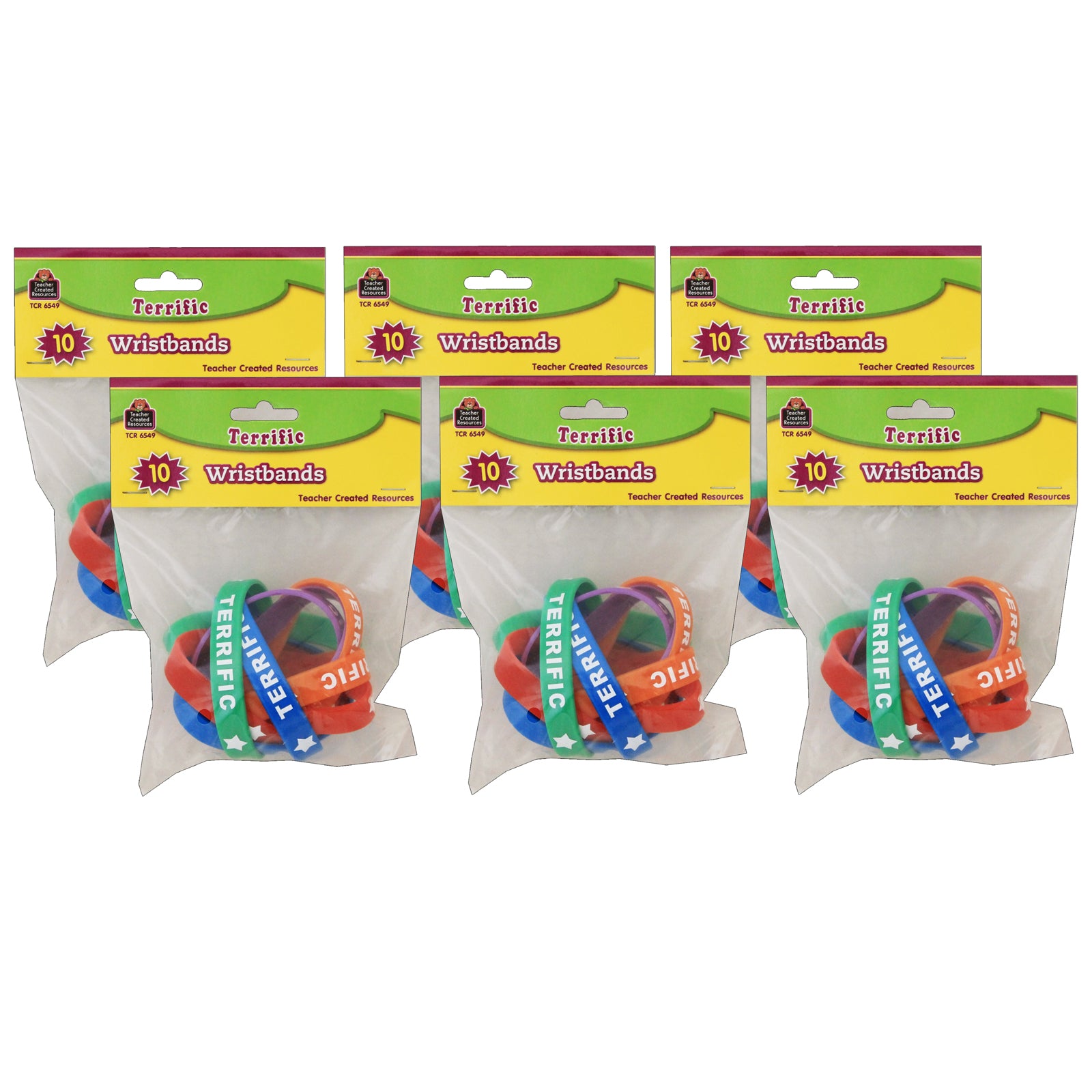 Terrific Wristbands, 10 Per Pack, 6 Packs