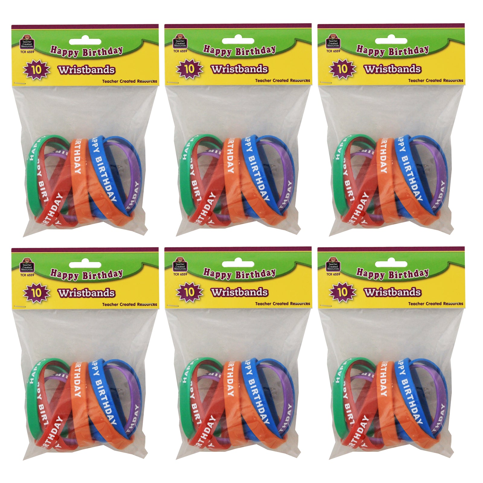 Happy Birthday Wristbands, 10 Per Pack, 6 Packs