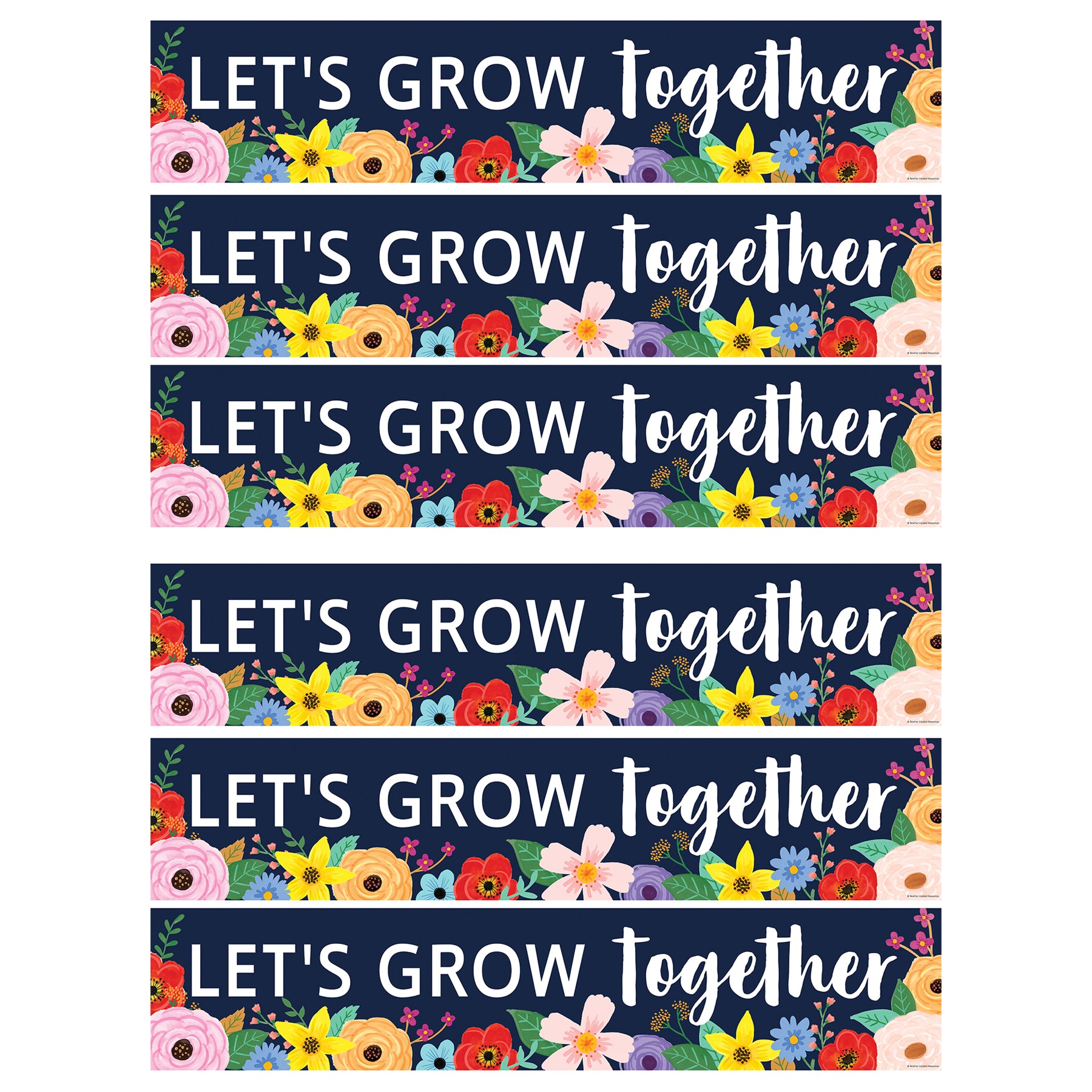 Wildflowers Let's Grow Together Banner, 8" x 39", Pack of 6