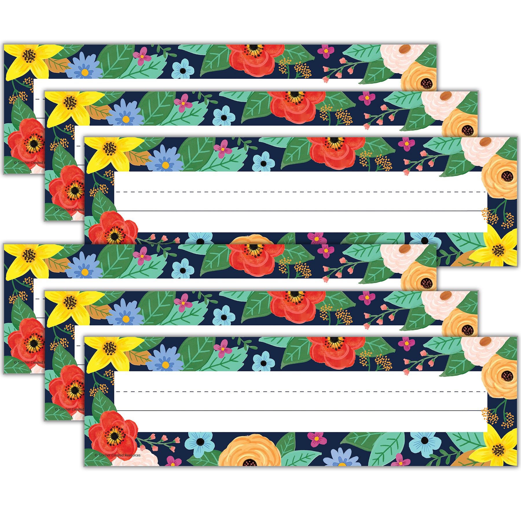 Wildflowers Flat Name Plates, 36 Per Pack, 6 Packs