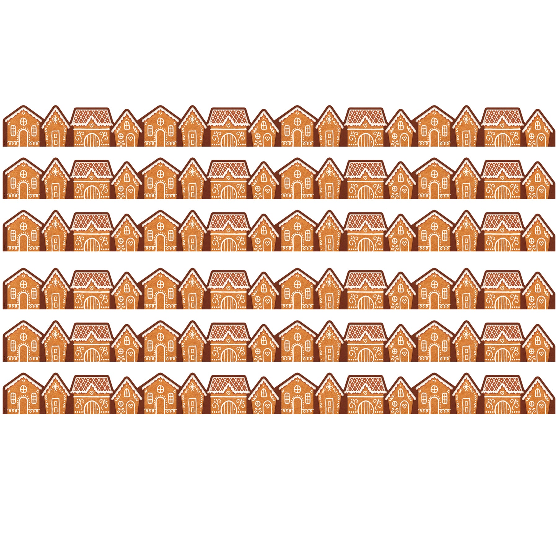 Gingerbread Houses Die-Cut Border Trim, 35 Feet Per Pack, 6 Packs