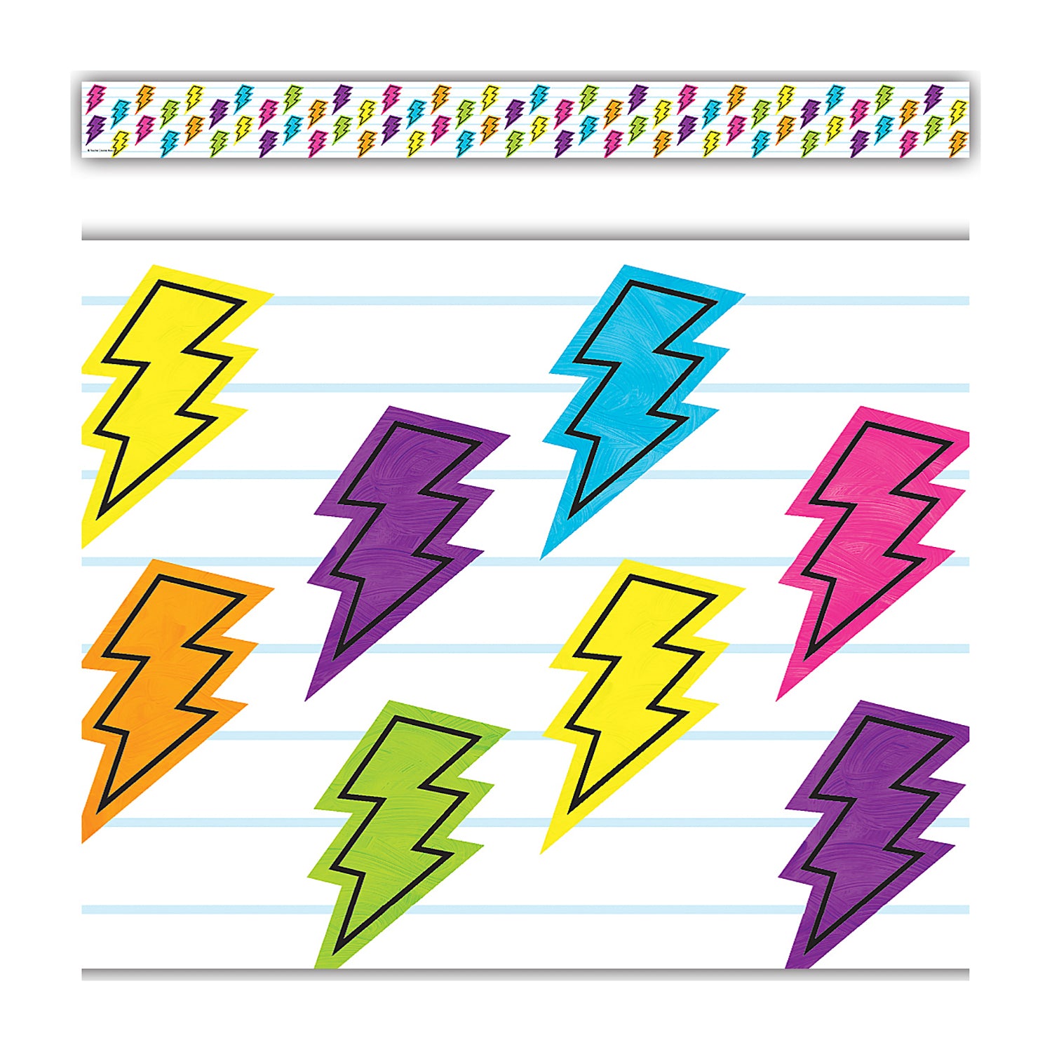 Brights 4Ever Lightning Bolts Straight Border Trim, 35 Feet Per Pack, 6 Packs