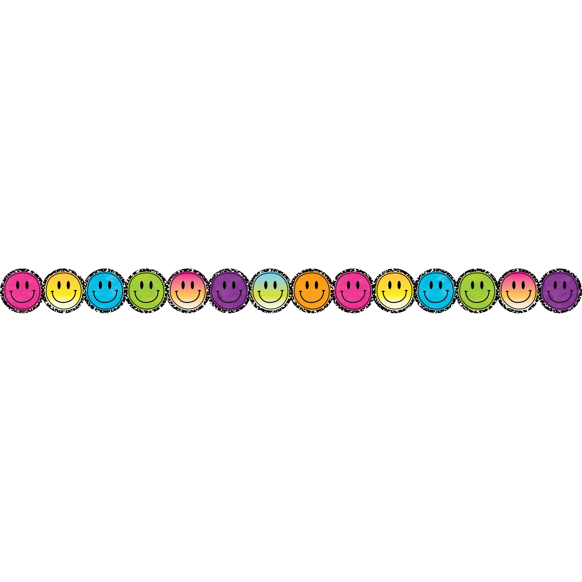 Brights 4Ever Smiley Faces Die-Cut Border Trim, 35 Feet Per Pack, 6 Packs