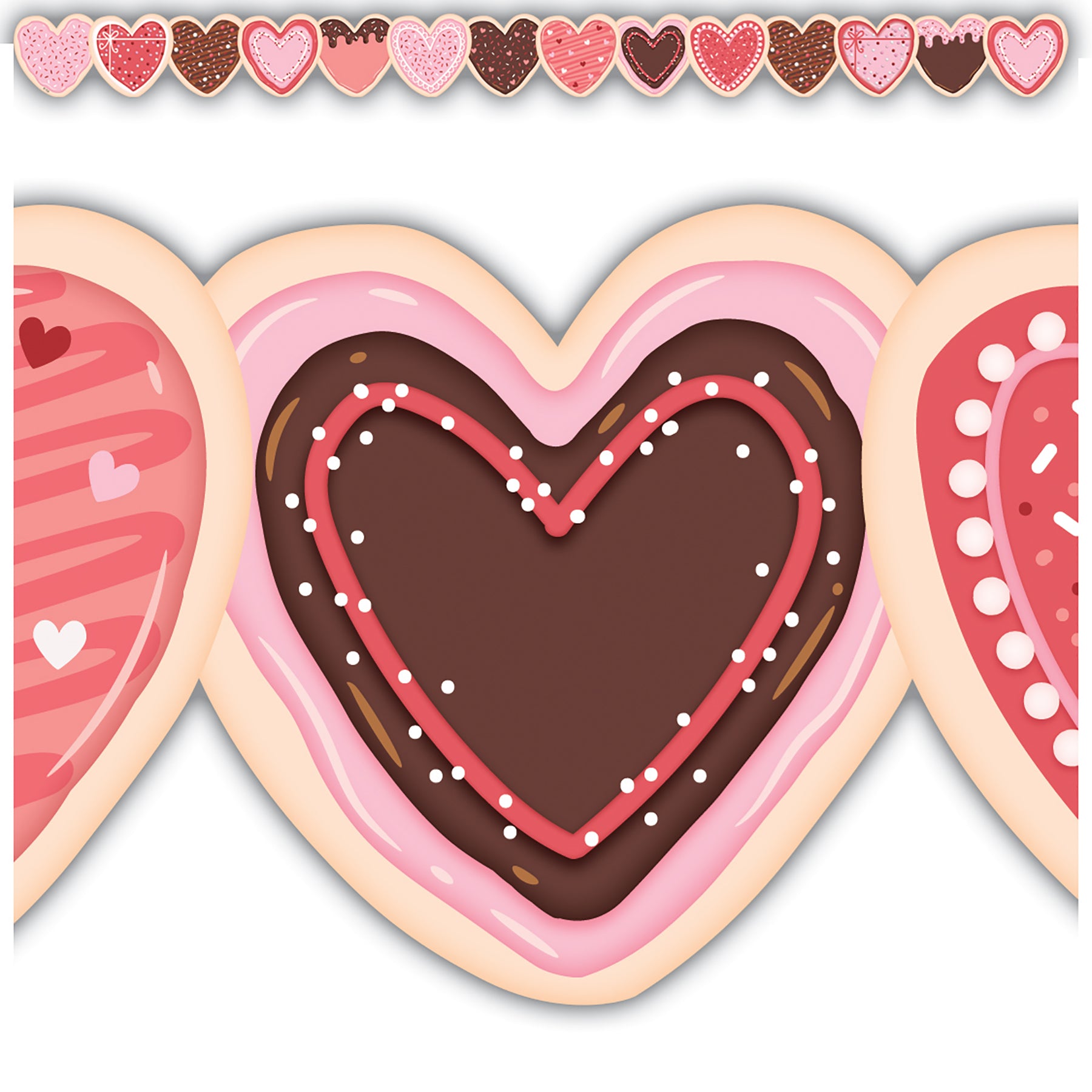 Frosted Heart Cookies Die-Cut Border Trim, 35 Feet Per Pack, 6 Packs