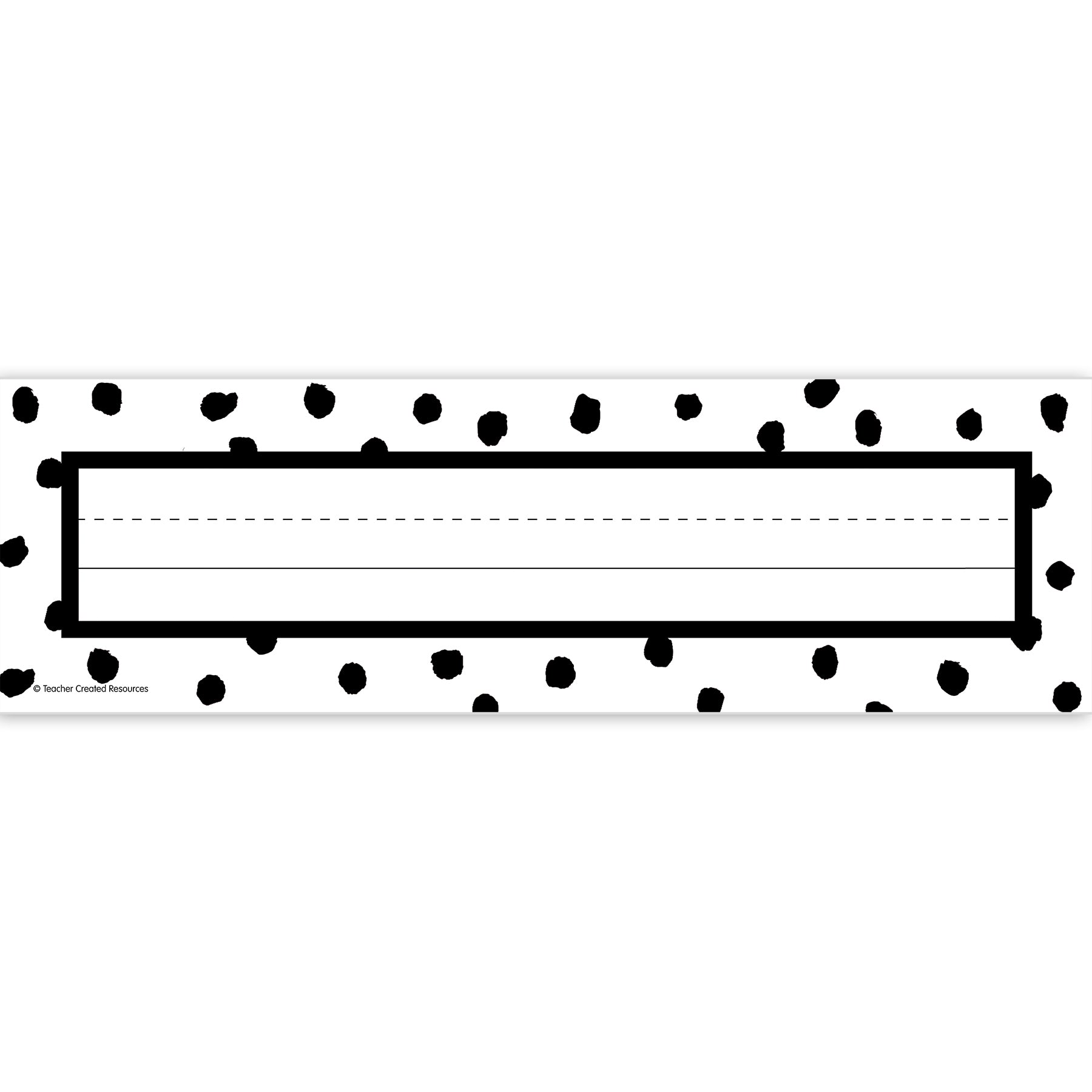 Black Painted Dots on White Flat Name Plates, 11-1/2" x 3-1/2", 36 Per Pack, 6 Packs