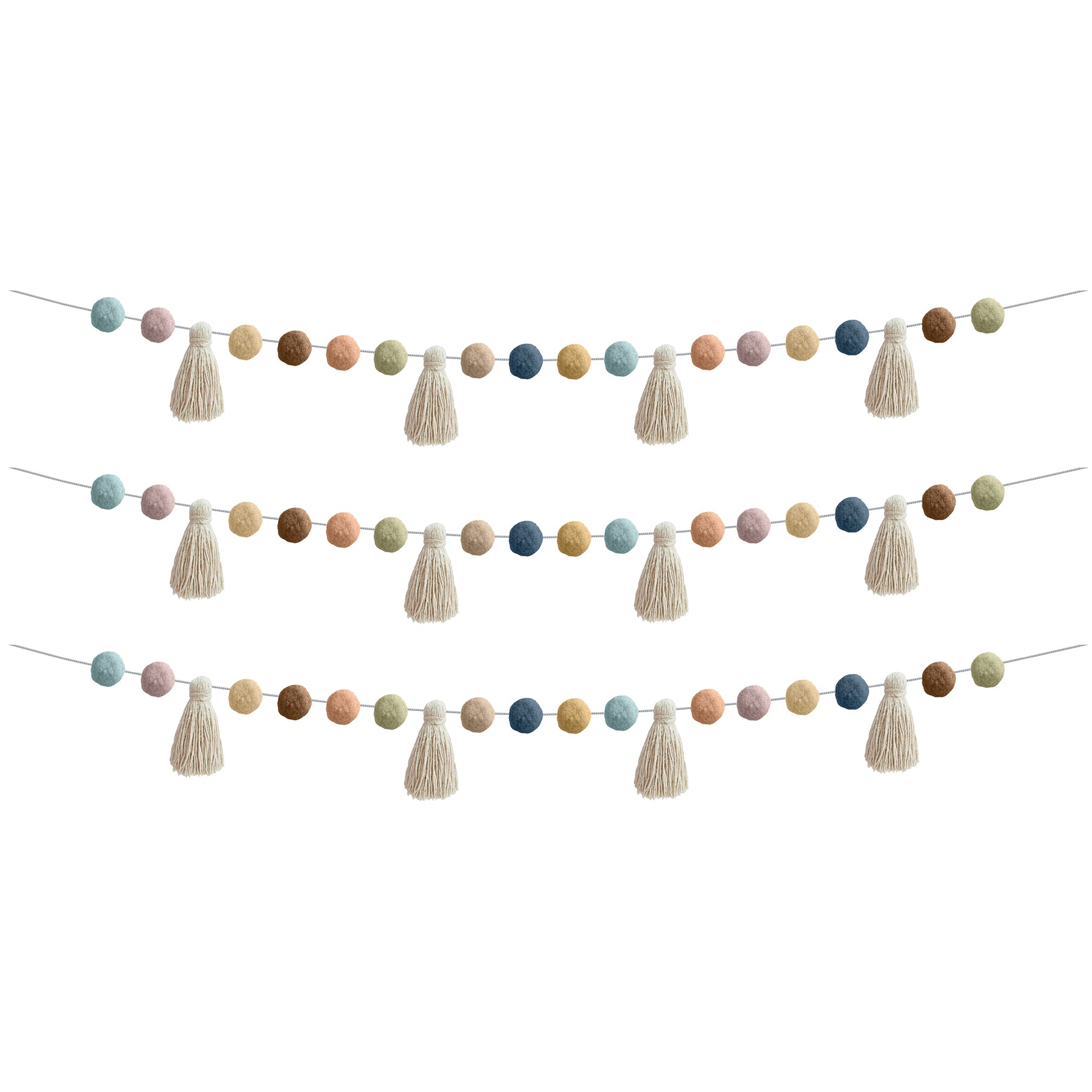 Everyone is Welcome Pom-Poms and Tassels Garland, Pack of 3