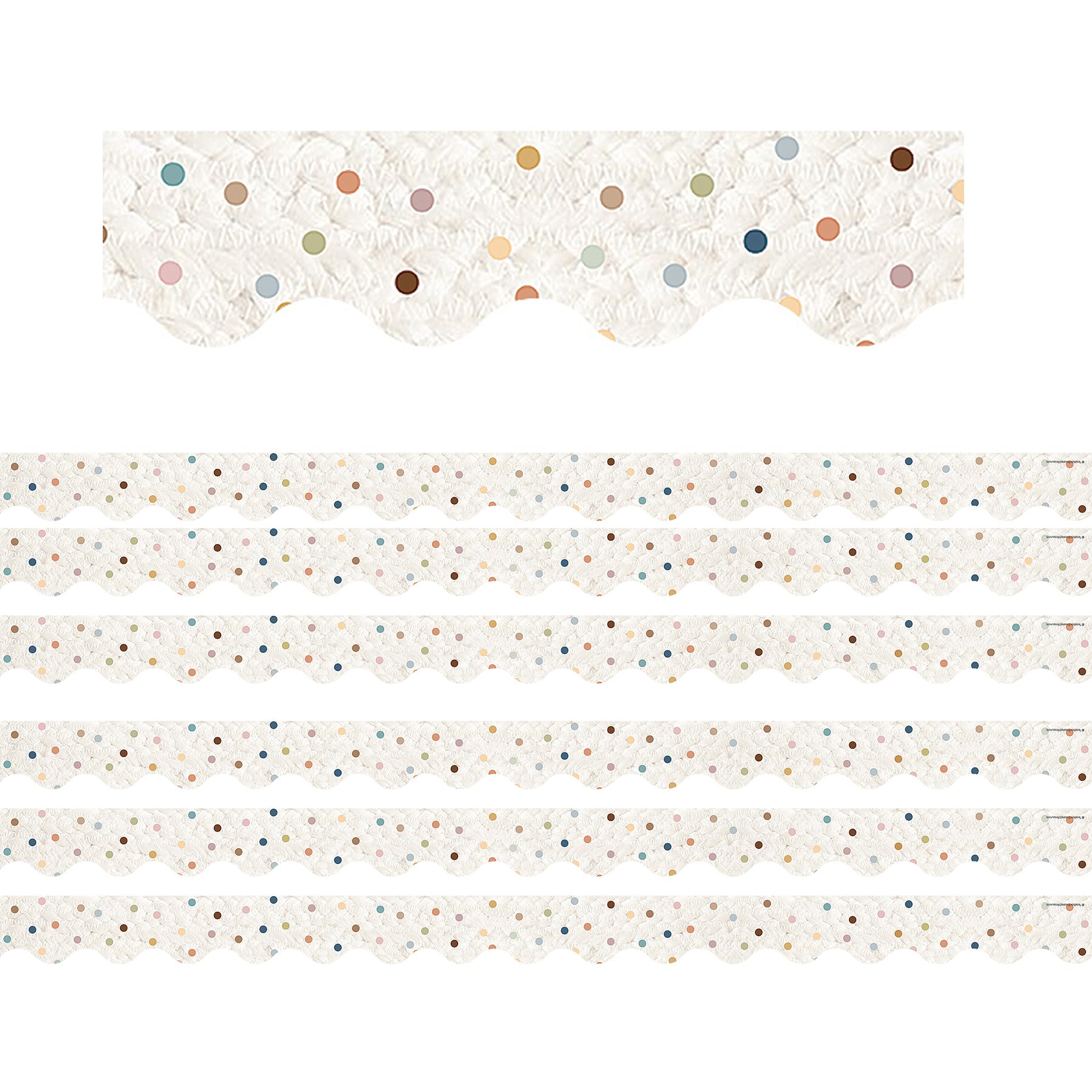 Everyone is Welcome Dots Scalloped Border Trim, 35 Feet Per Pack, 6 Packs