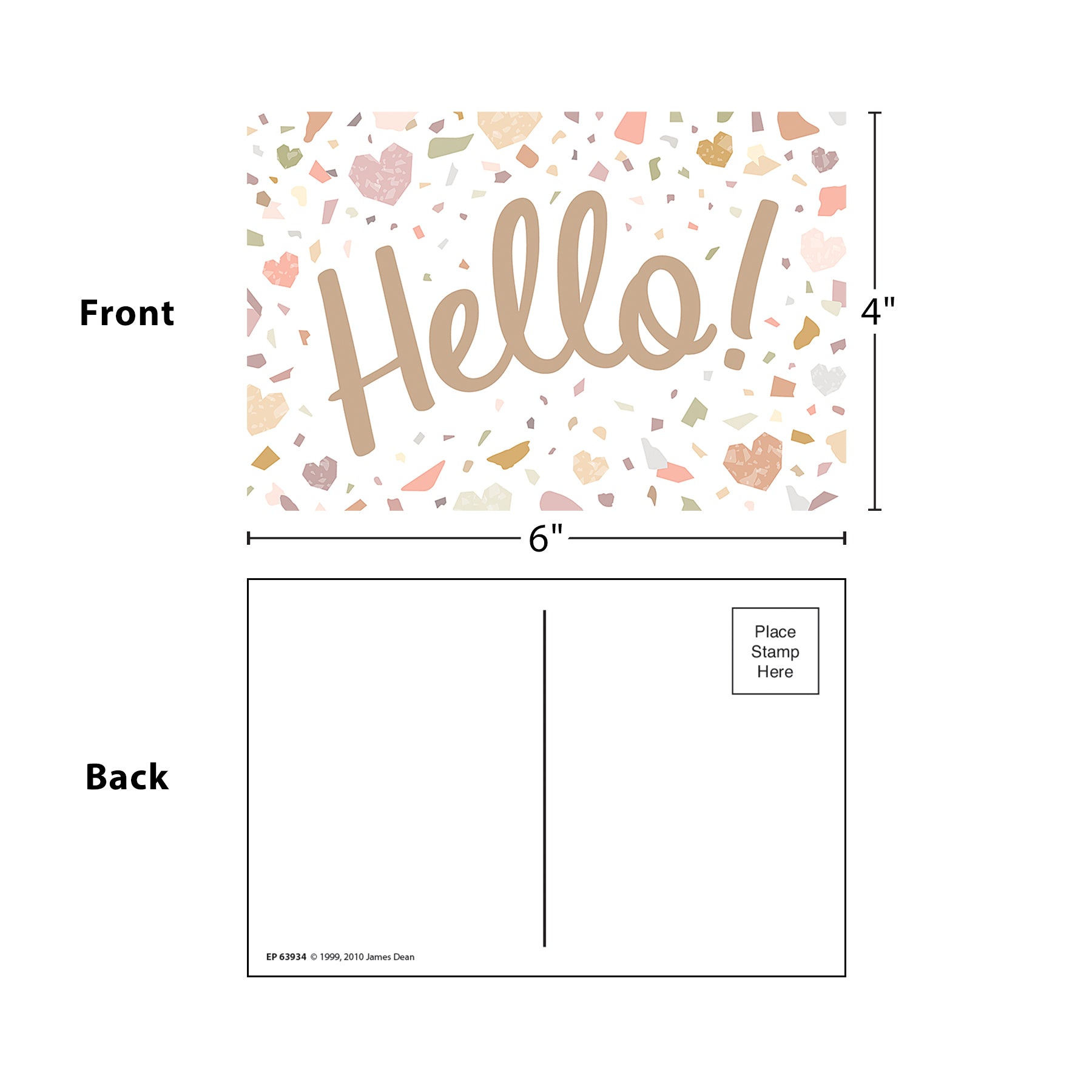 Terrazzo Tones Hello Postcards, 30 Per Pack, 6 Packs