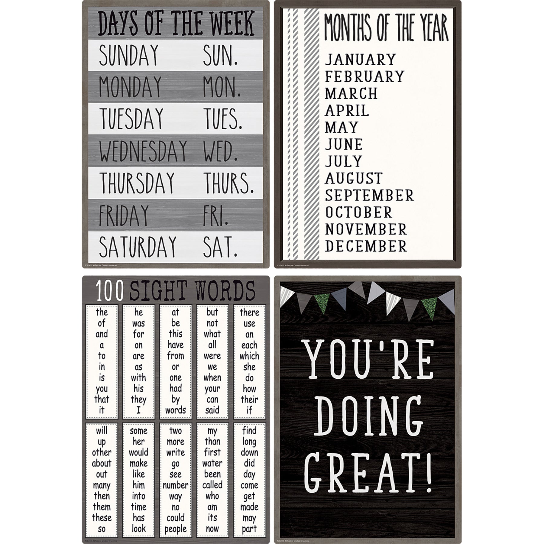 Modern Farmhouse Early Learning Small Poster Pack, 12 Posters