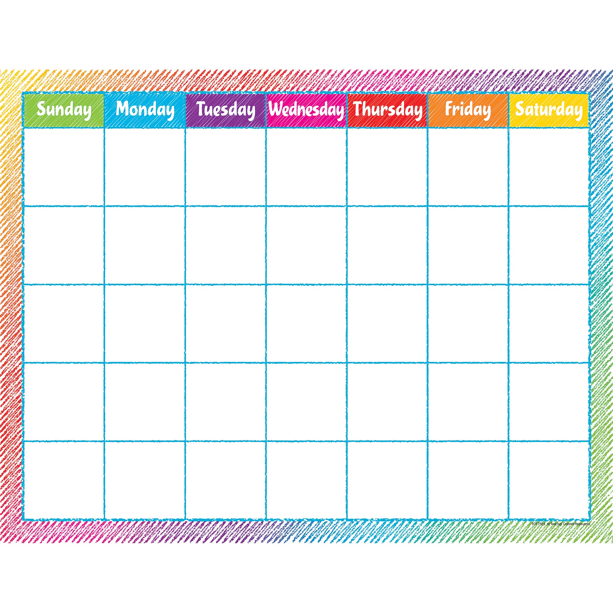 Colorful Scribble Calendar Chart, Pack of 6