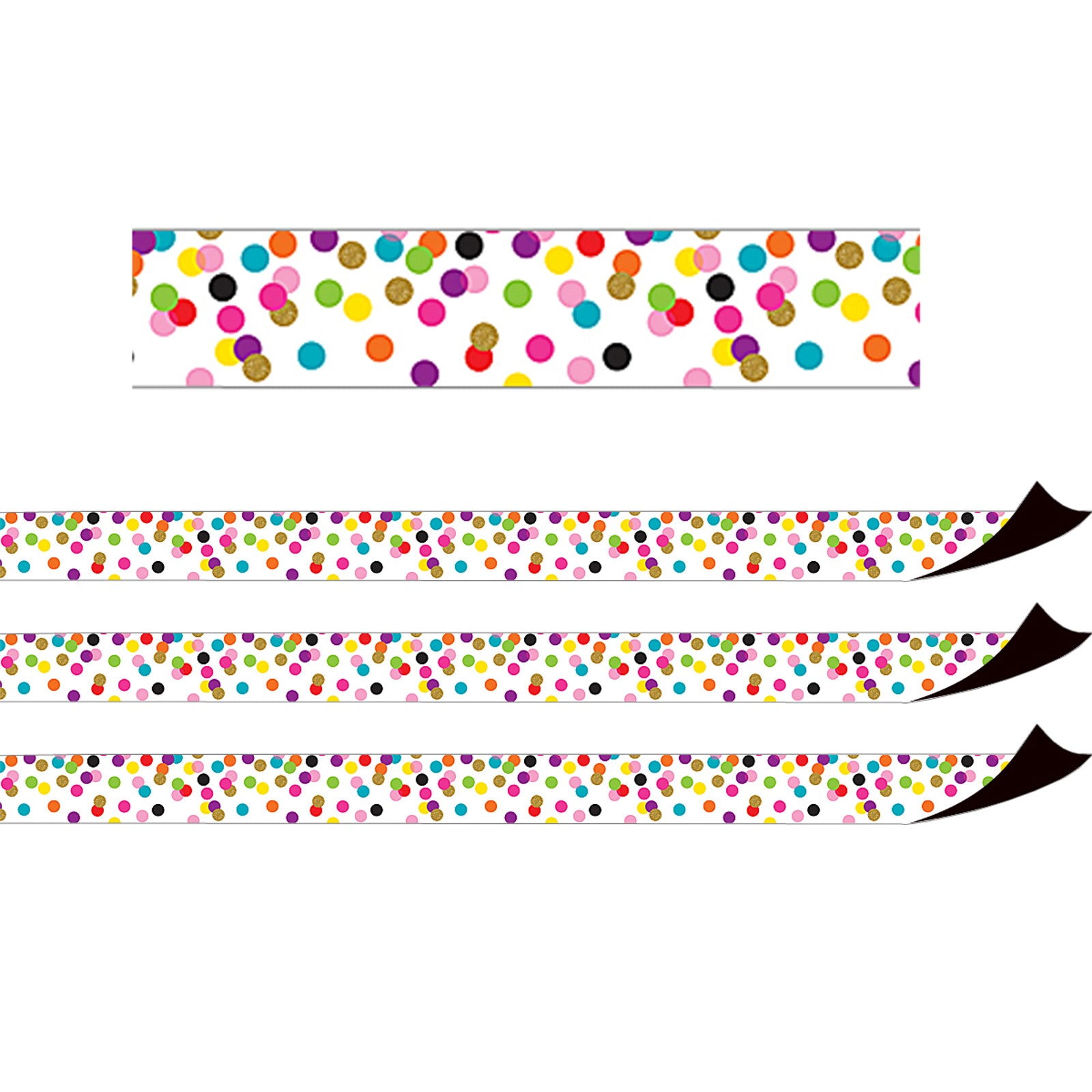 Confetti Magnetic Border, 24 Feet Per Pack, 3 Packs