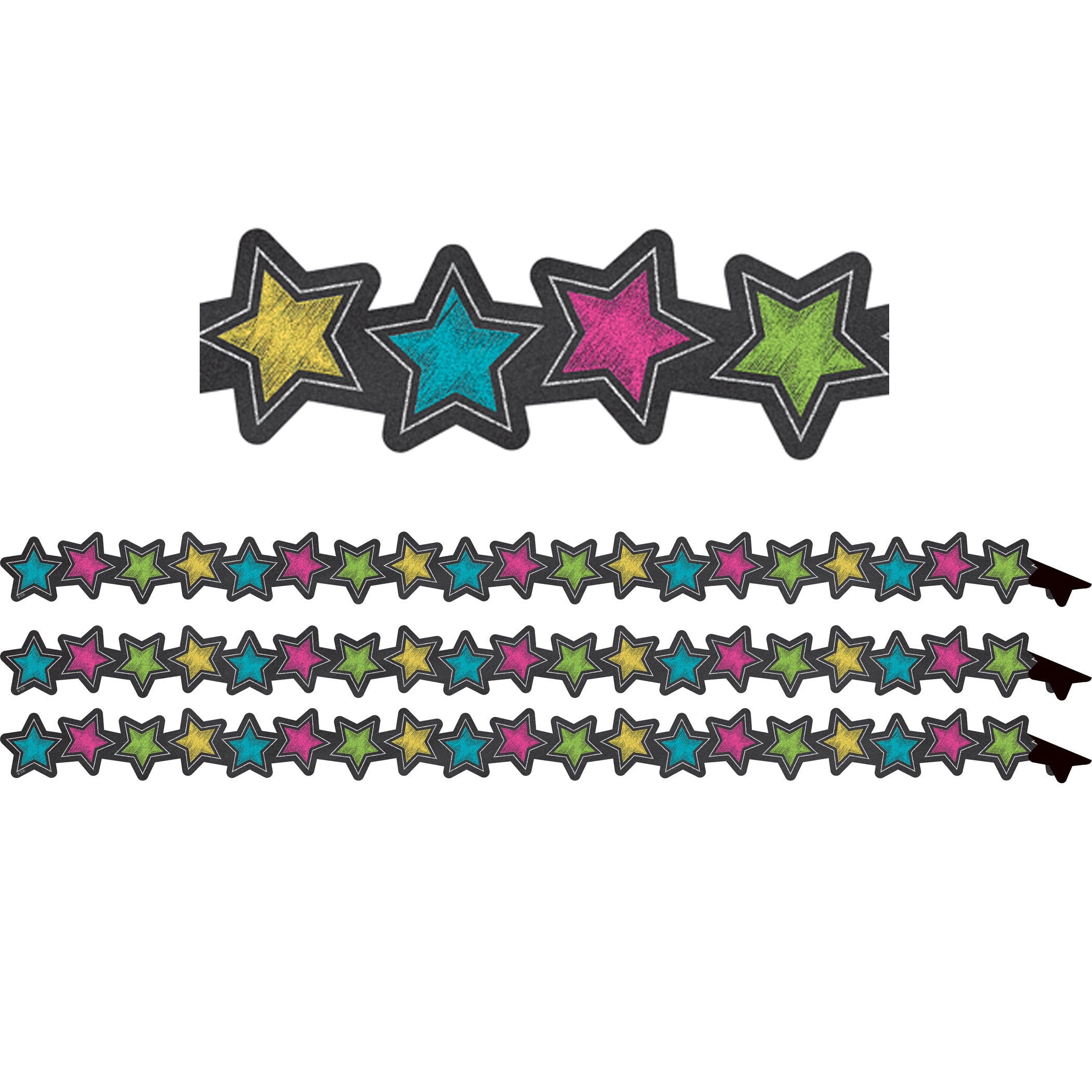 Chalkboard Brights Stars Magnetic Border, 24 Feet Per Pack, 3 Packs