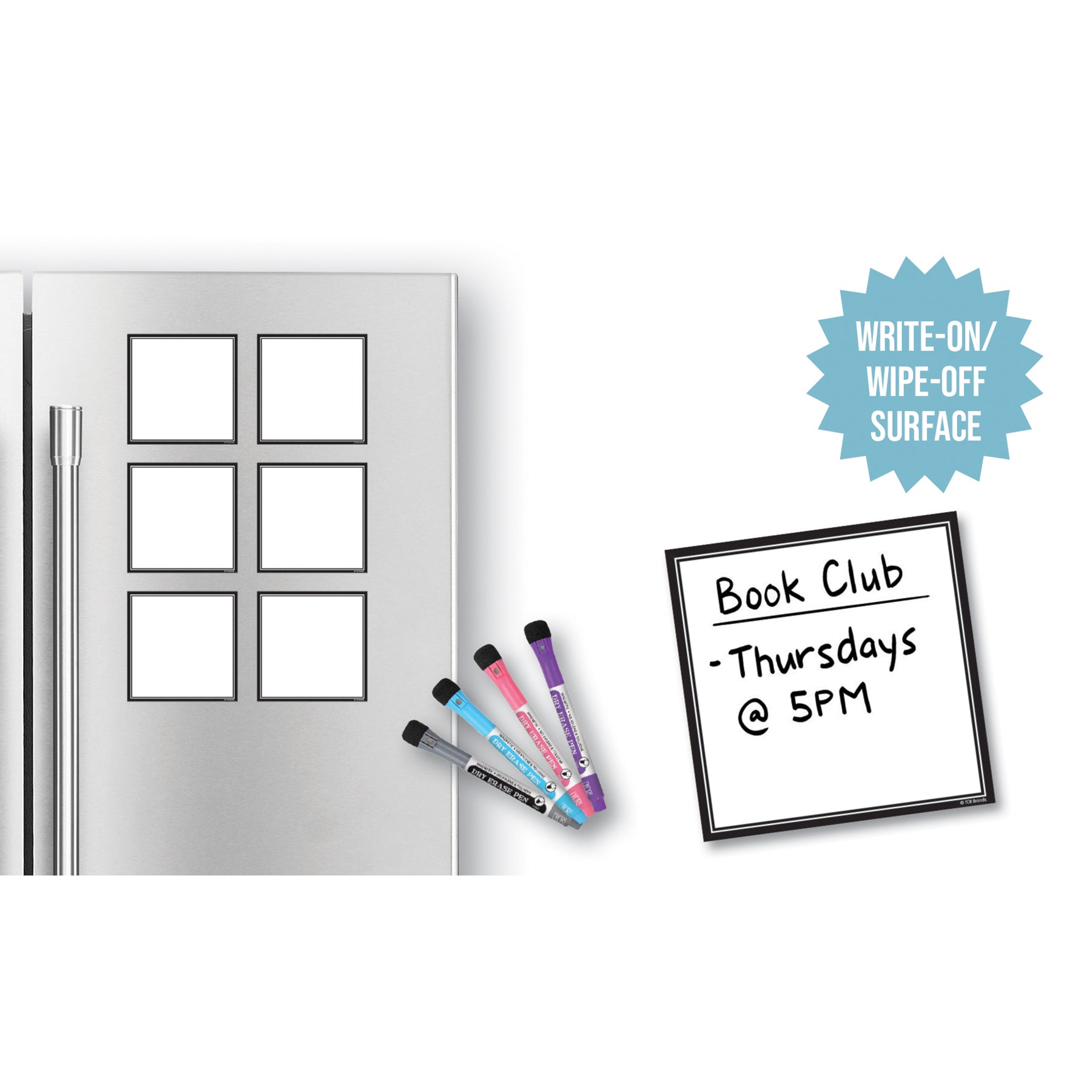 Black & White Dry-Erase Magnetic Square Notes