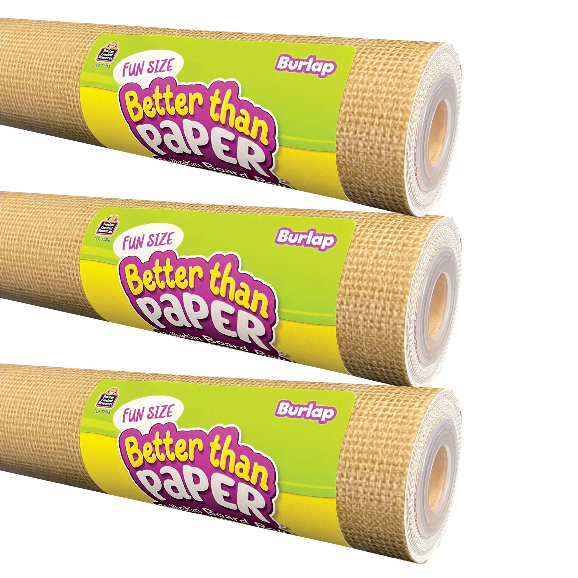 Fun Size Better Than Paper® Bulletin Board Roll, 18" x 12', Burlap, Pack of 3