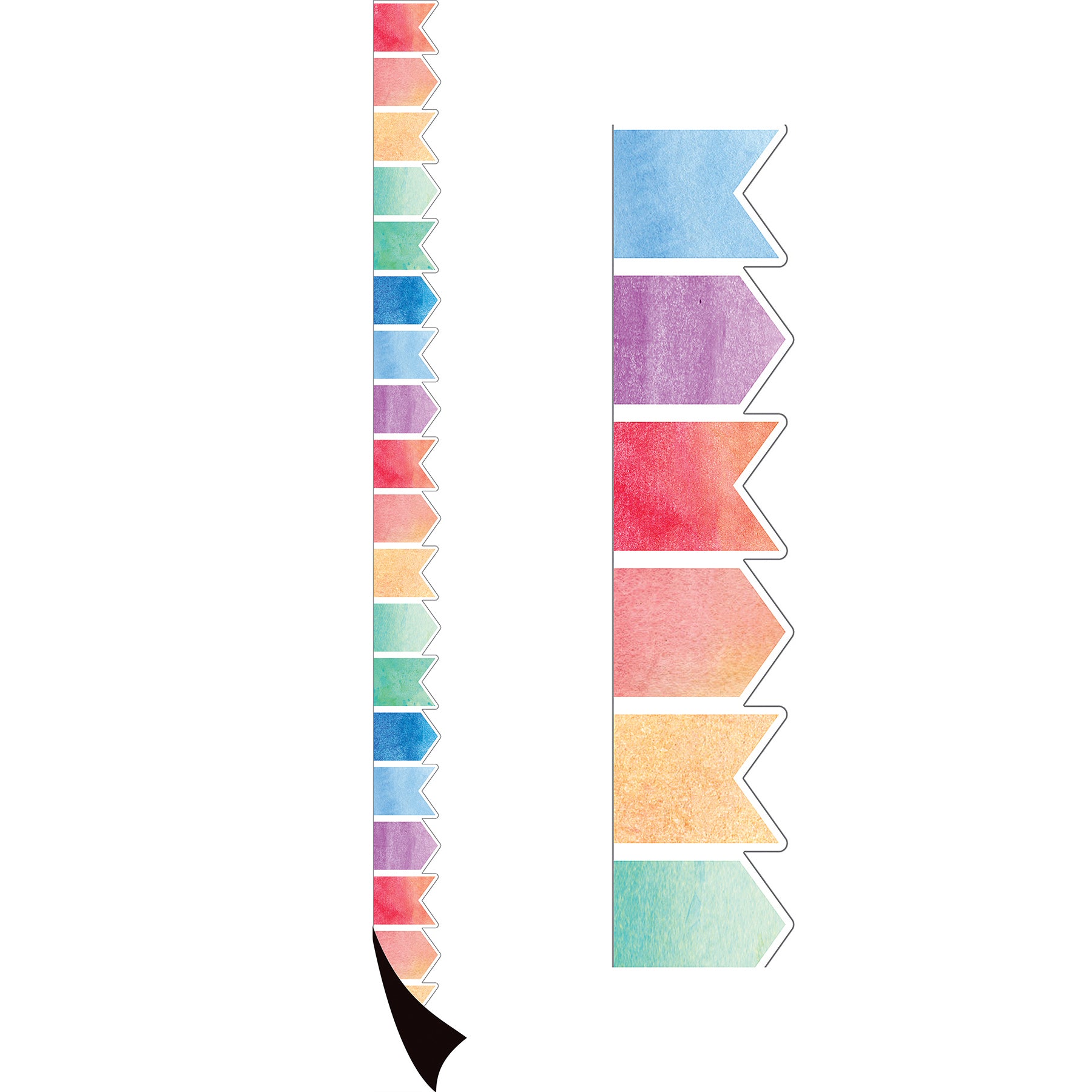 Watercolor Pennants Magnetic Border, 24 Feet Per Pack, 2 Packs