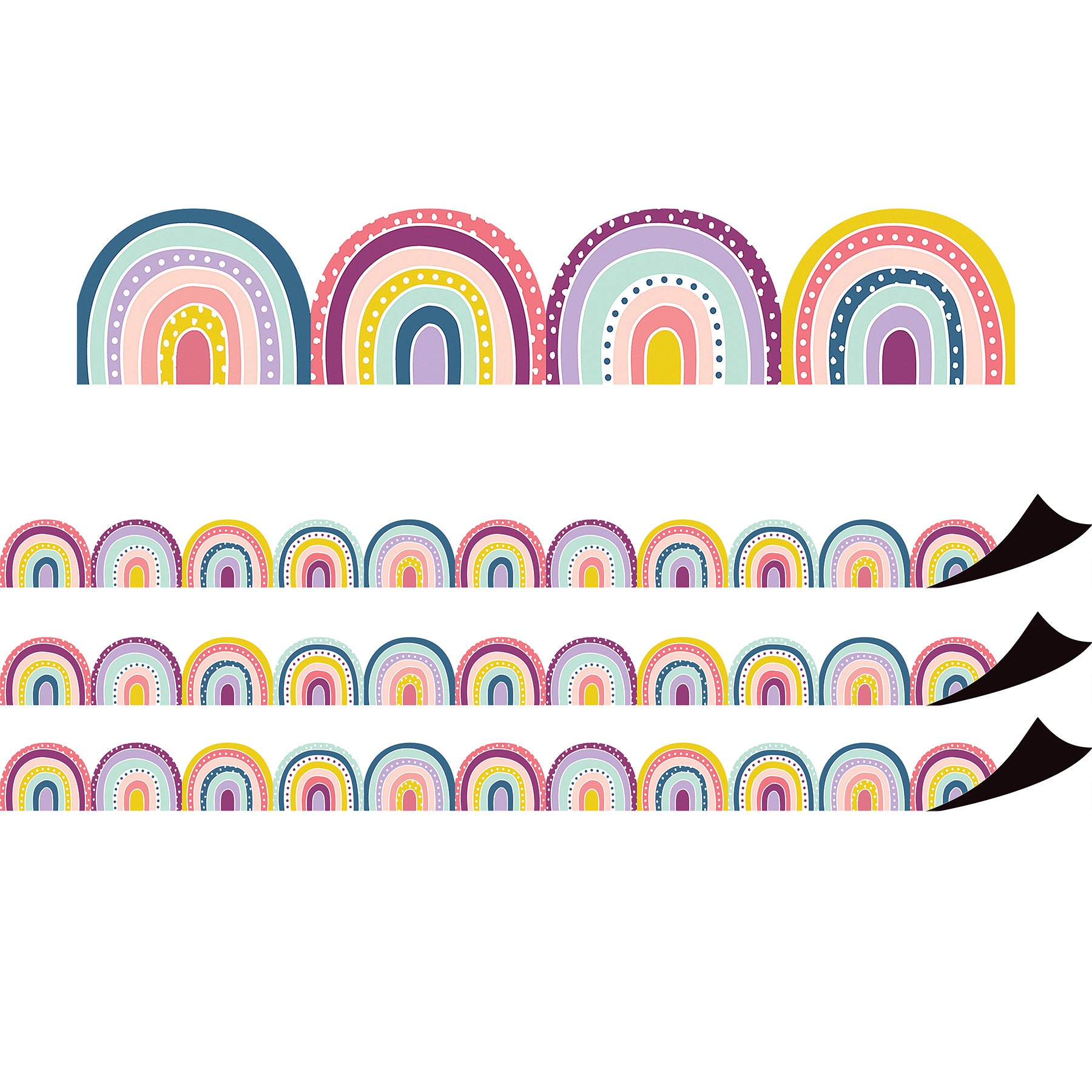 Oh Happy Day Rainbows Magnetic Border, 24 Feet Per Pack, 3 Packs