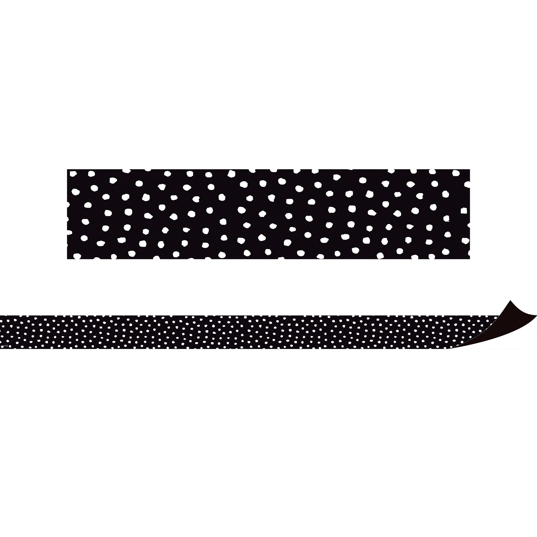 Black with White Painted Dots Magnetic Border, 24 Feet Per Pack, 3 Packs