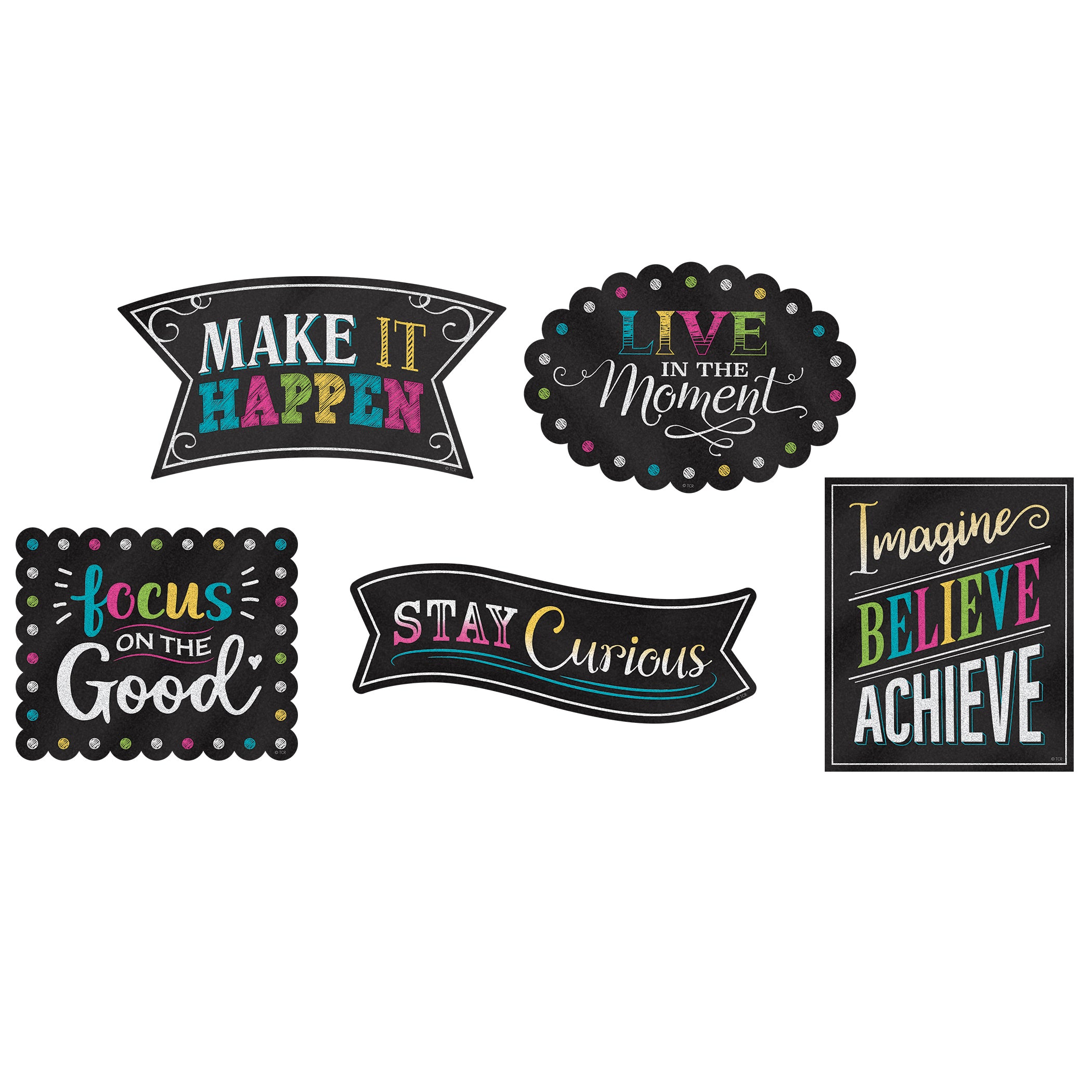 Chalkboard Brights Clingy Thingies® Positive Sayings Accents, 10 Per Pack, 2 Packs