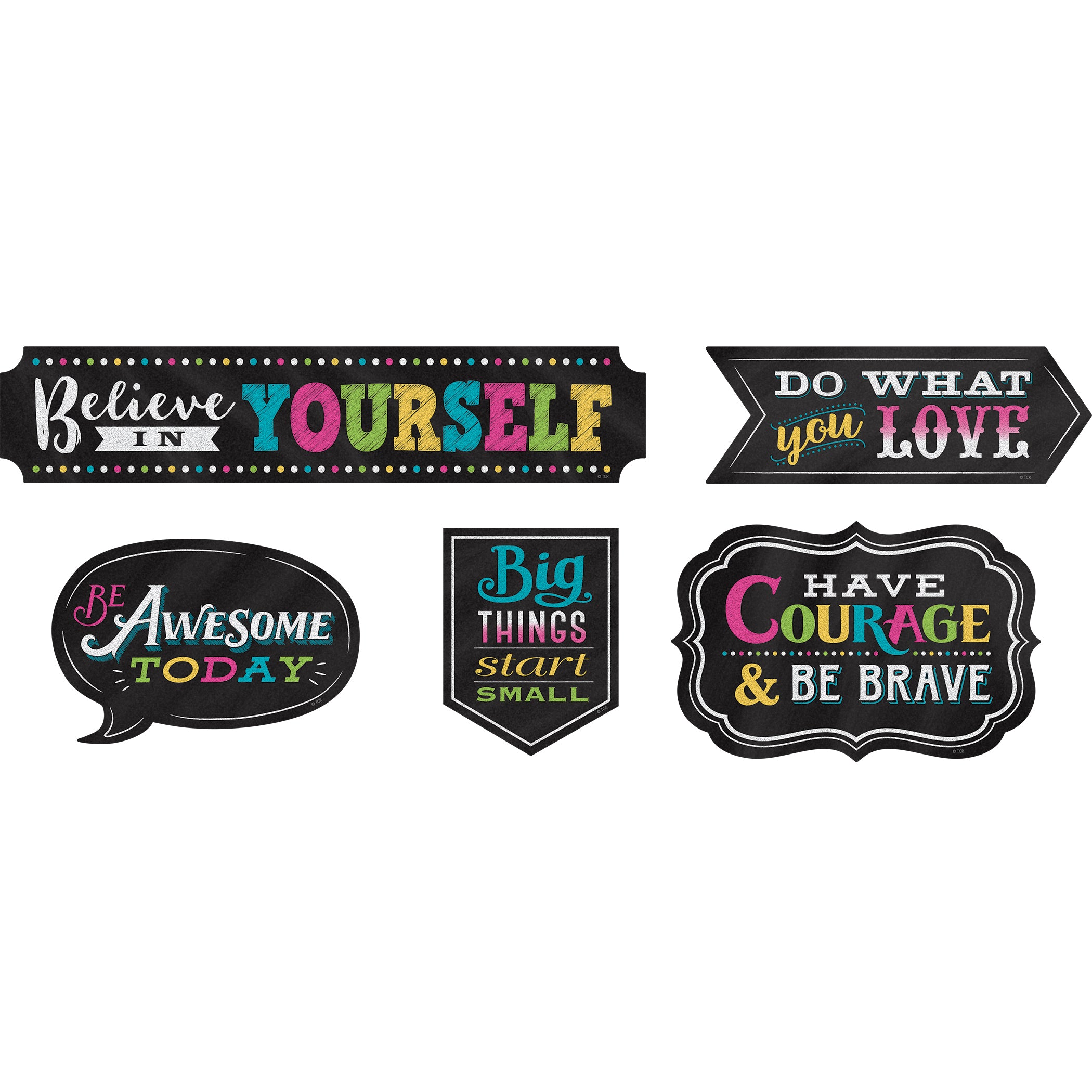 Chalkboard Brights Clingy Thingies® Positive Sayings Accents, 10 Per Pack, 2 Packs