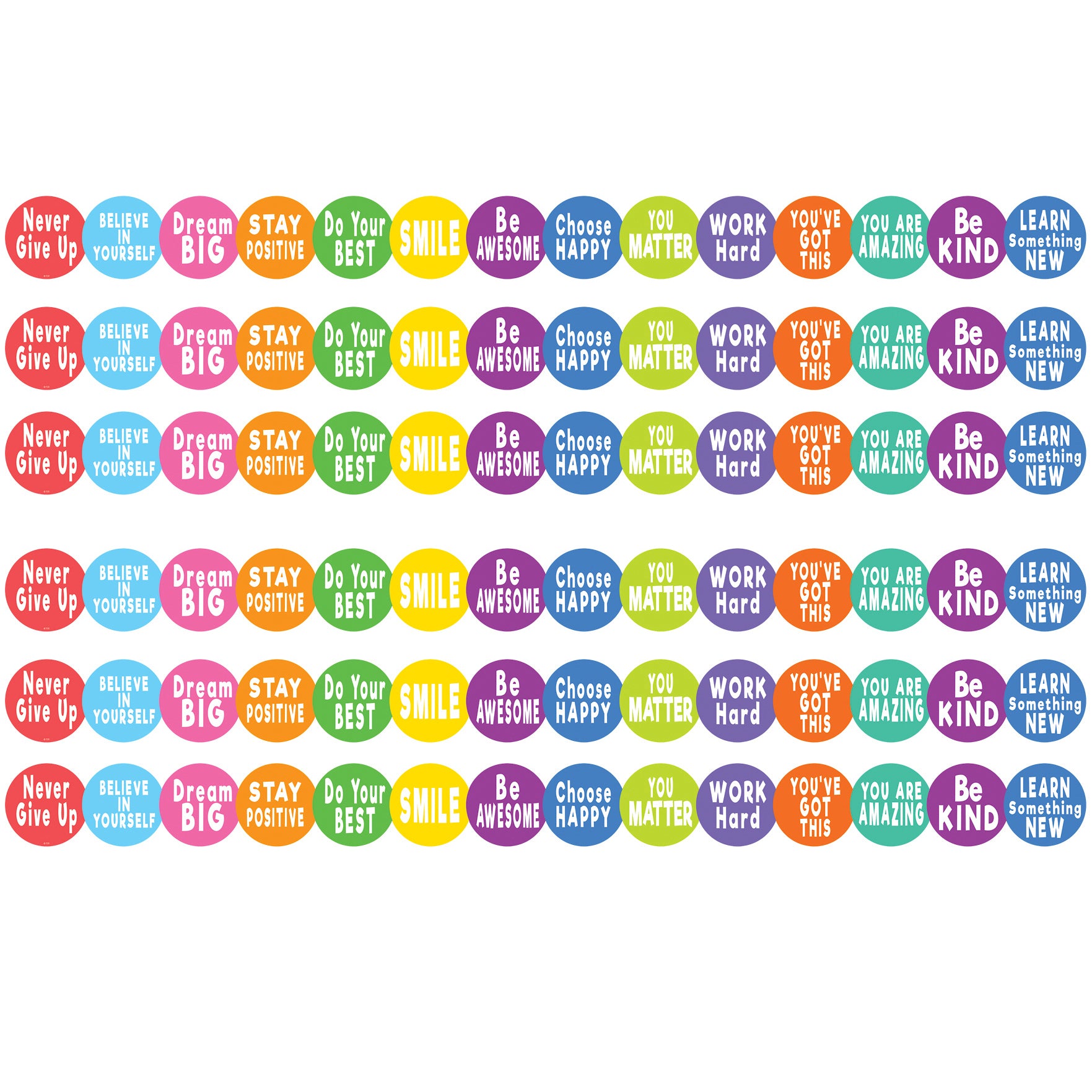 Colorful Positive Sayings Border Trim, 35 Feet Per Pack, 6 Packs