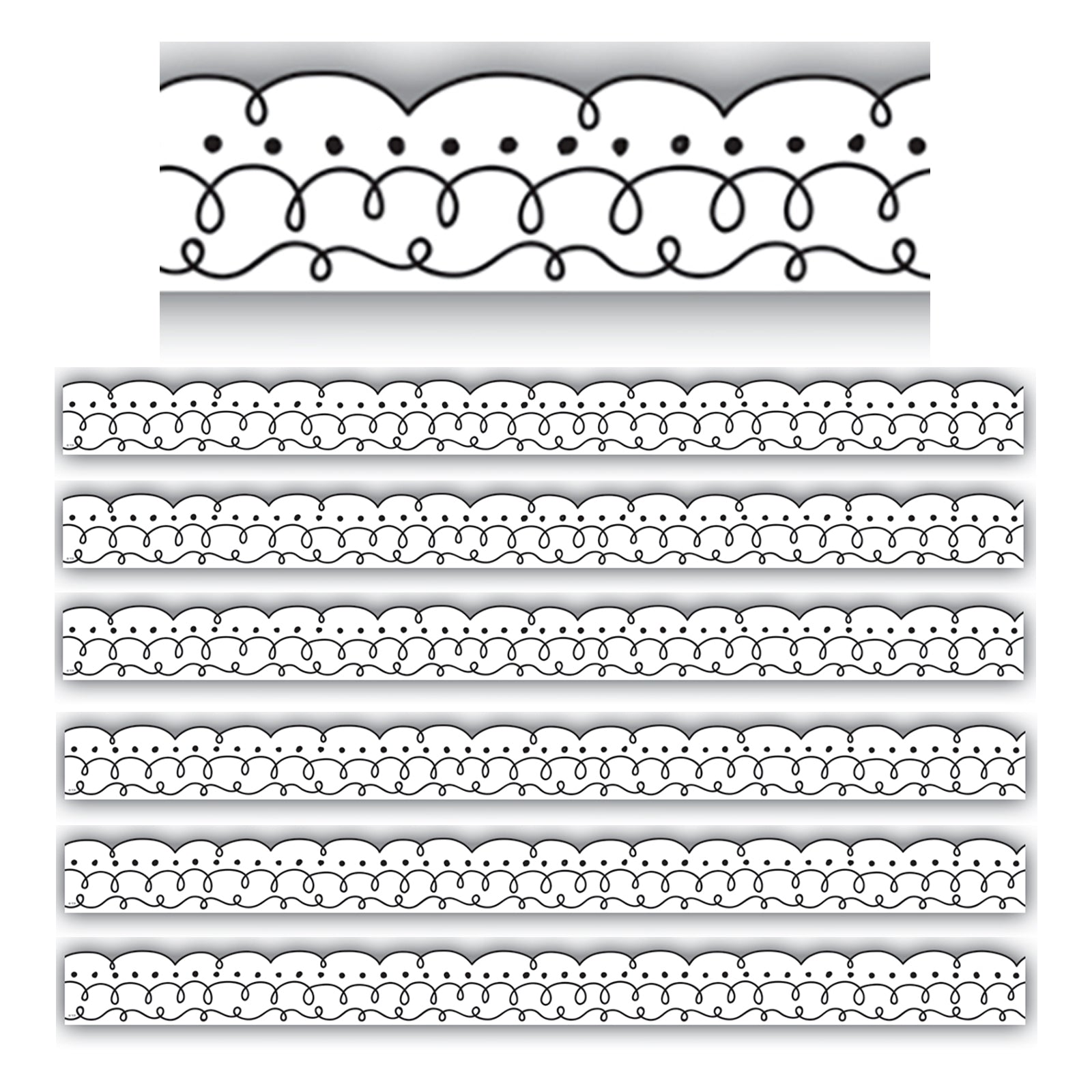 Squiggles and Dots Die-Cut Border Trim, 35 Feet Per Pack, 6 Packs