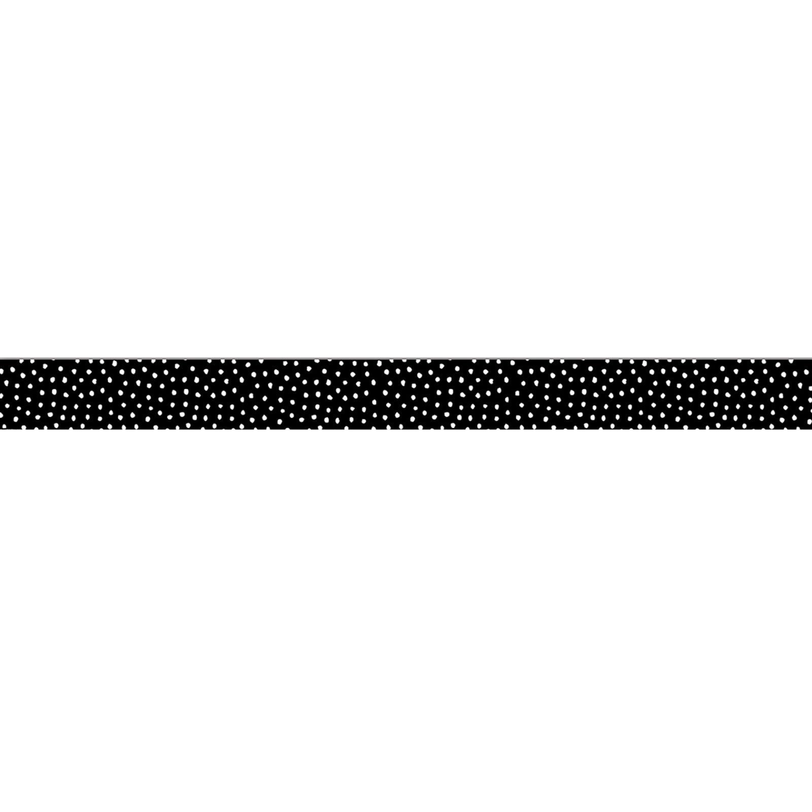 White Painted Dots on Black Straight Border Trim, 35 Feet Per Pack, 6 Packs